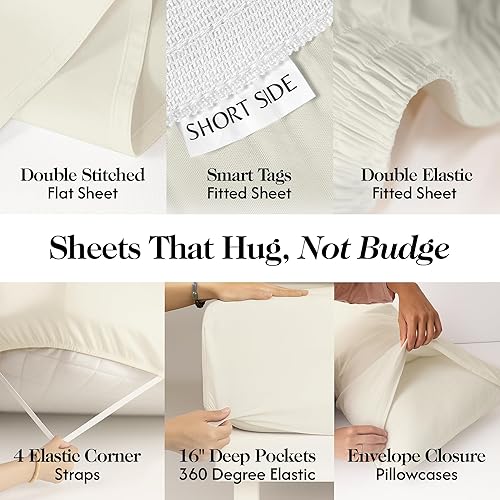 Miniatura 3 de Juego de sábanas de bambú 100% de viscosa orgánica, tamaño individual, las únicas sábanas con viscosa 100% pura y sin mezcla, lujosamente suave,
