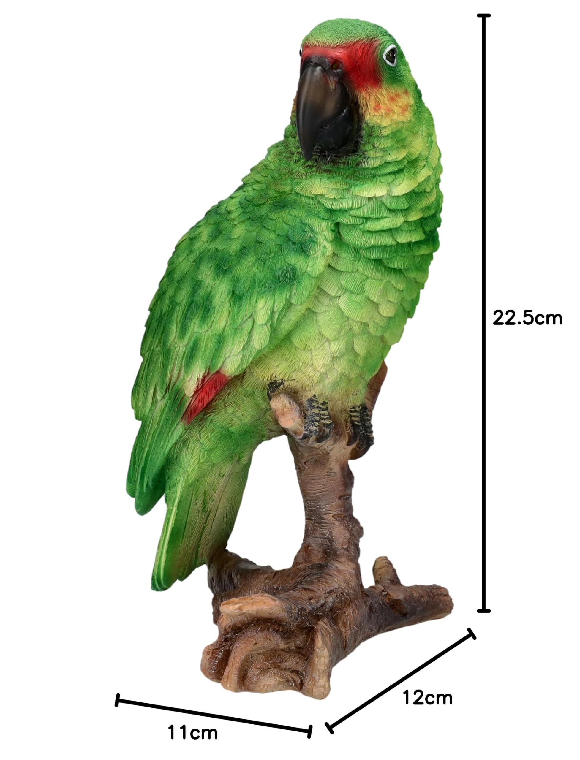 Figuren Shop GmbH Gartenfigur Grüner Papagei – lebensechte Papagei Dekofigur von HotAnt, exotische Tierfigur 22,5 cm
