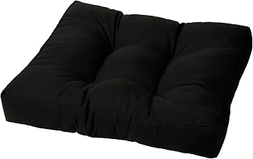 Cushion Source Tufted Ottoman Cushions, 24" X 20" X 4" Indoor and Outdoor Durable Tufted Cushion Made with Fade Resistant Sunbrella Fabric, Sunbrella Black