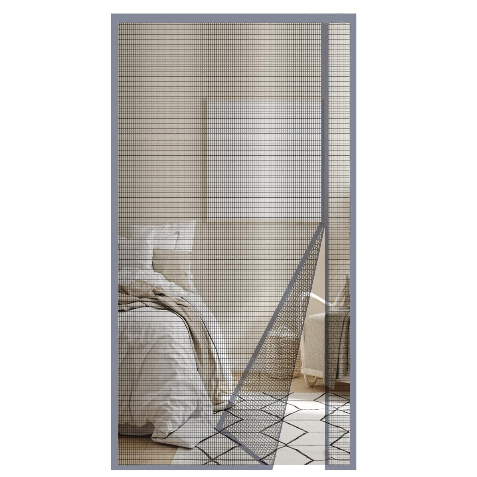 akgao Magnetic Fly Screen 260x240cm Grey Mosquito Nets for Doors