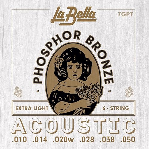 La Bella 7GPT Phosphor Bronze - Cuerda de guitarra acústica extra ligera