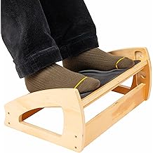 Reposapi&eacute;s de madera ajustable Mind Reader con superficie antideslizante, 3 niveles de altura, madera natural, marr&oacute;n