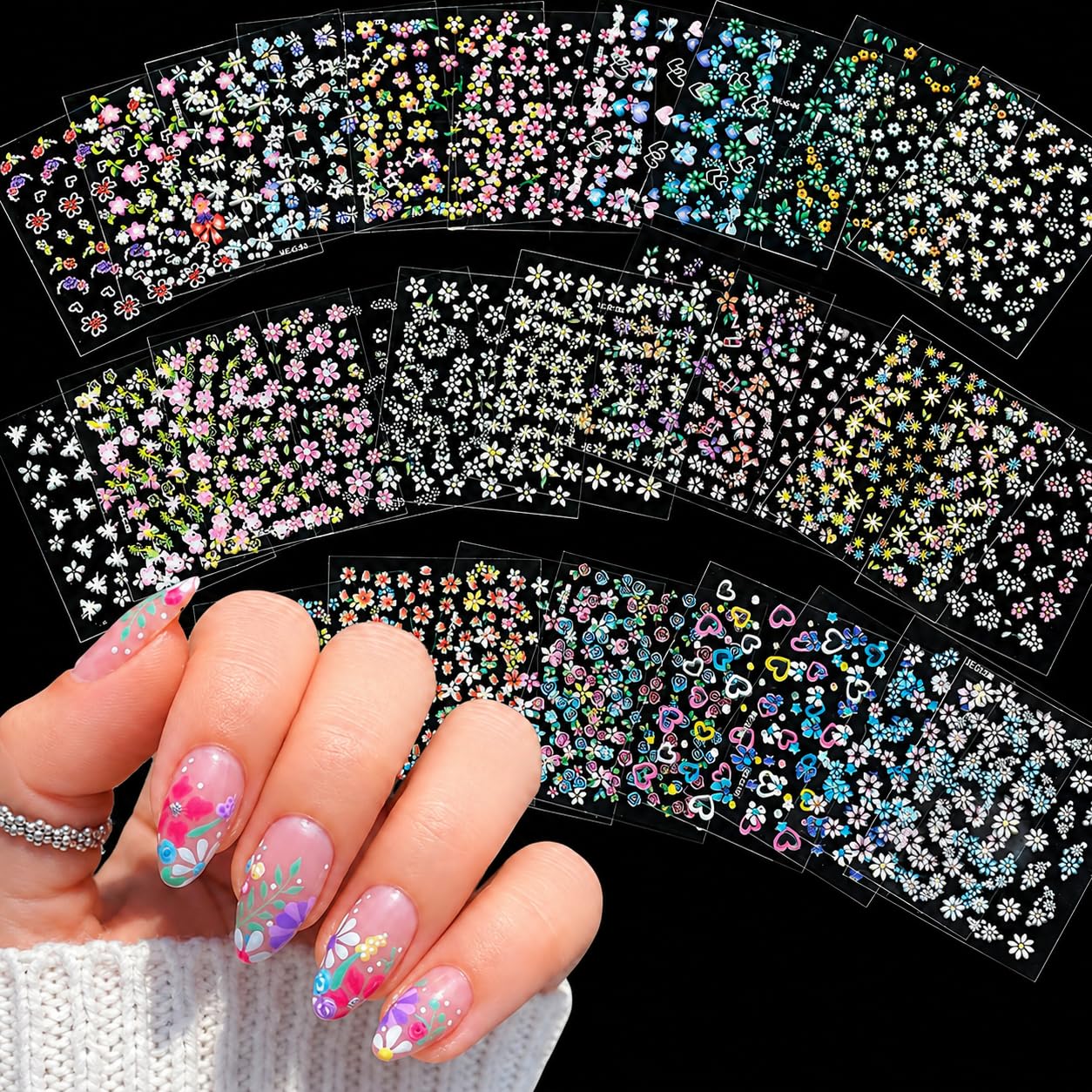 Mini Flower Nail Art Stickers 30 Sheets Self-Adhesive DIY | Glossy Raised Detail, Thin Flexible Decal, Easy Peel and Apply, Self-Adhesive, DIY Party Bridal Daily Use-image-10