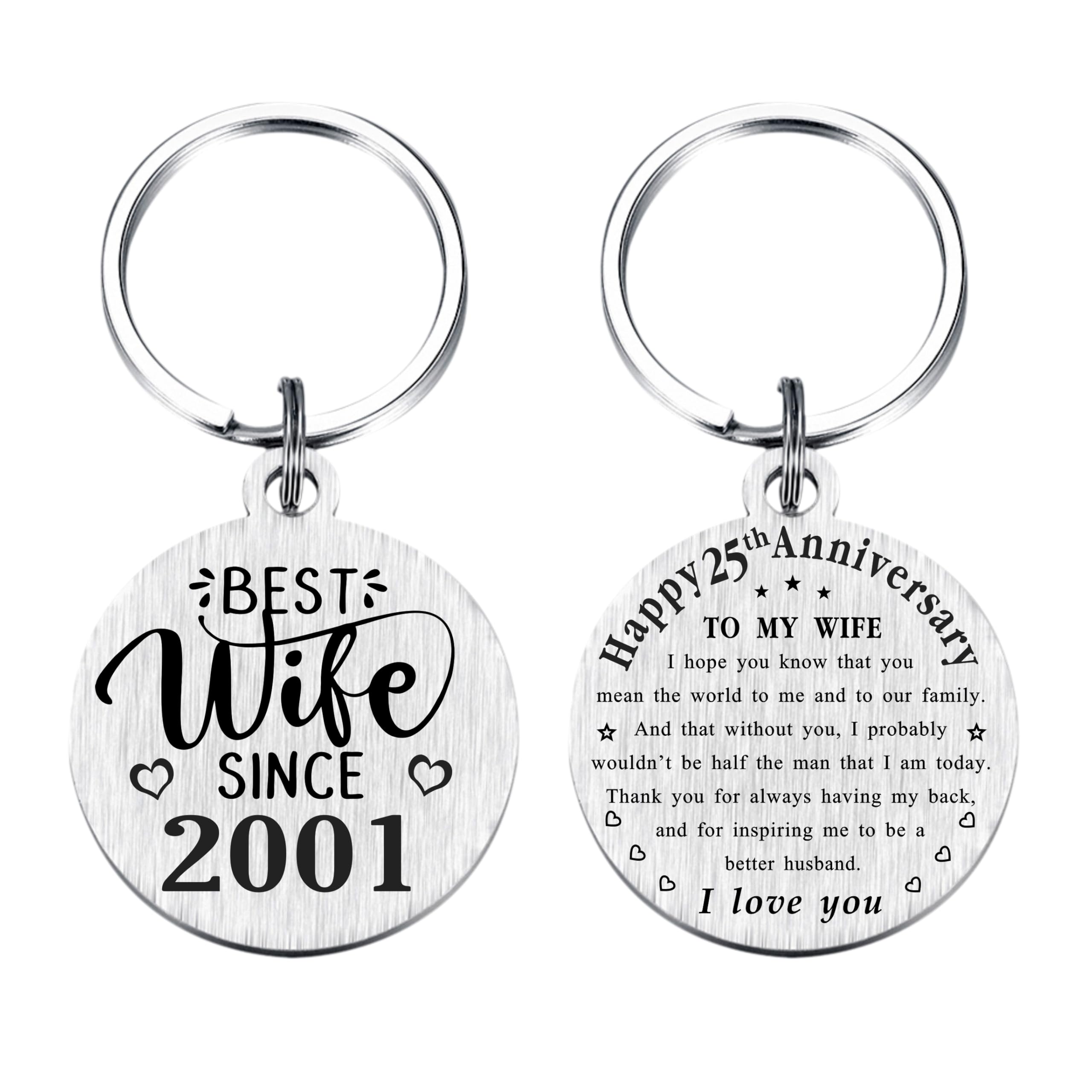 TANWIH 25th Wedding Anniversary Keychain Gifts, 25 Year Anniversary Decoration