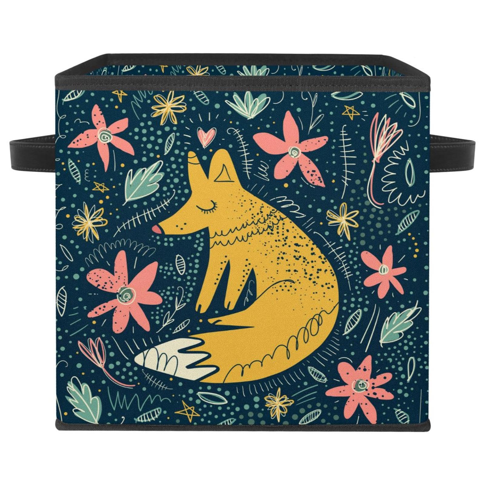 Bacs de rangement pliables pour jouets et dressing boîte tissu renard floral