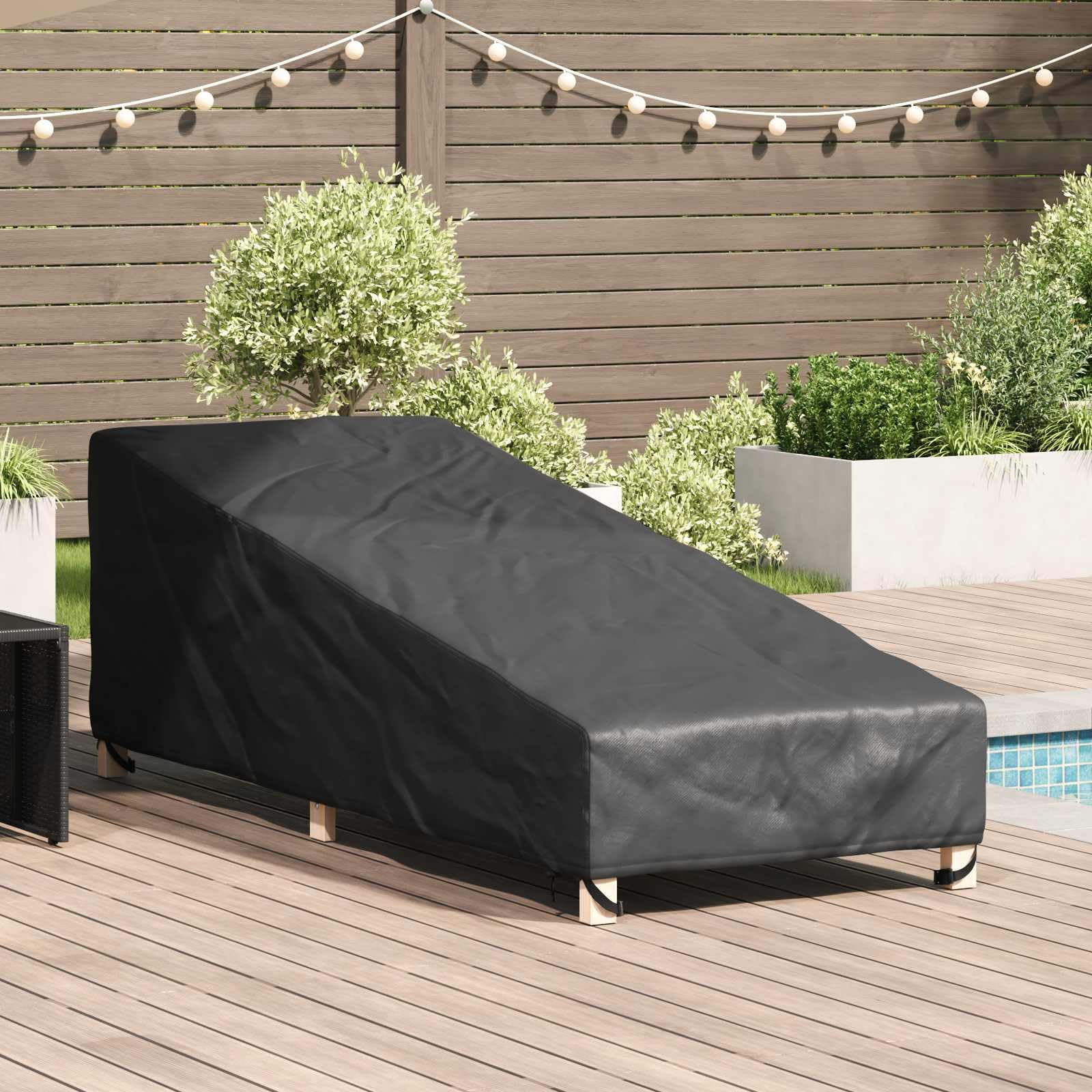 Custodia protettiva per mobili da giardino in tessuto Oxford 420D, nero, 203 x 81 x 63 cm, impermeabile, resistente alle intemperie, protezione UV, per set di sedie, divani, tavoli