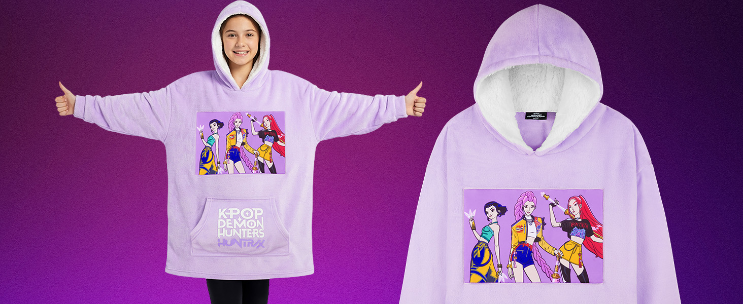 Amazon.com: KPop Demon Hunters Huntrix Fleece Wearable Blanket