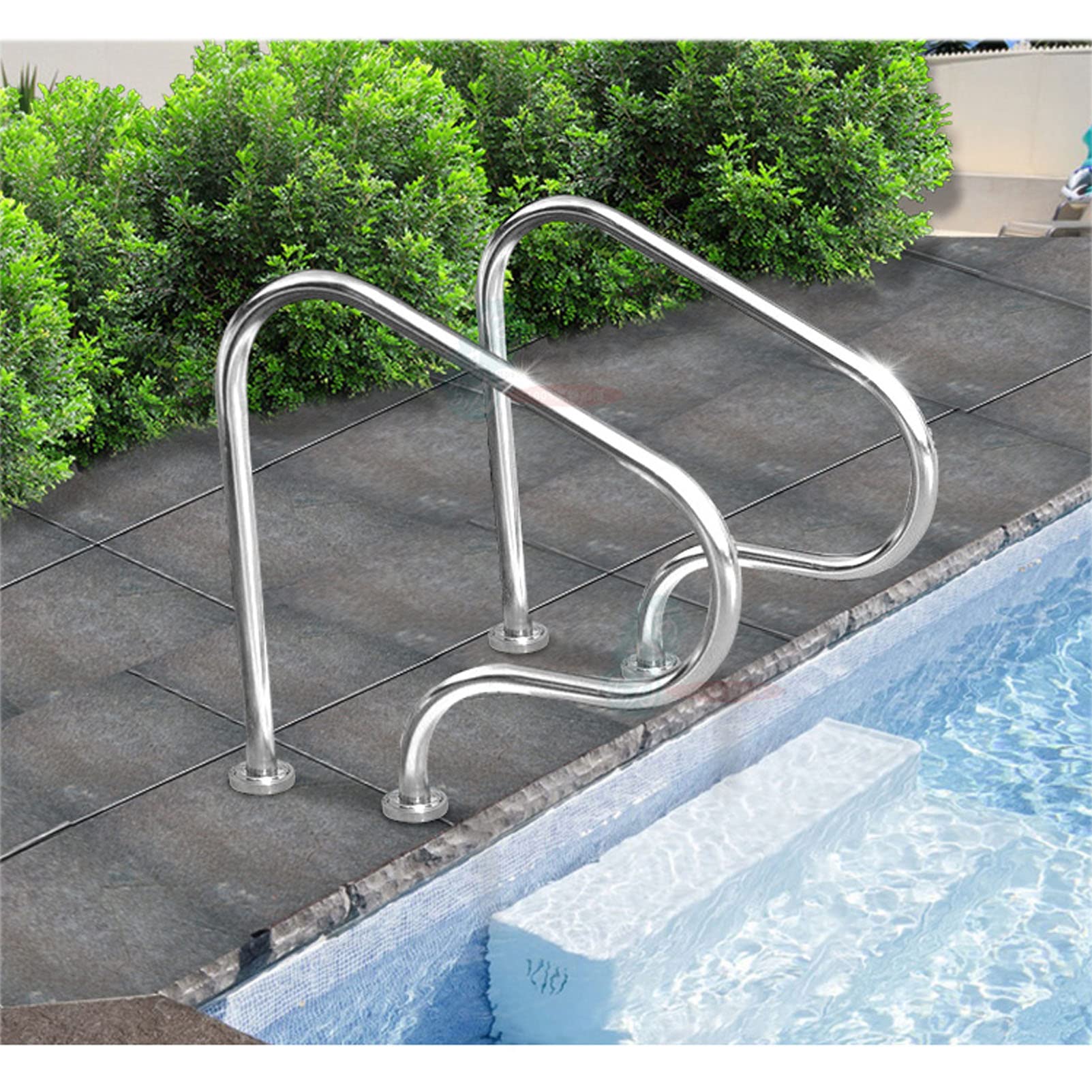 Pool-Geländer für den Einstieg in den Pool Pool-Handlauf 304 Edelstahl Pool-Leiter Pool-Haltegriff mit einfach zu montierender Grundplatte