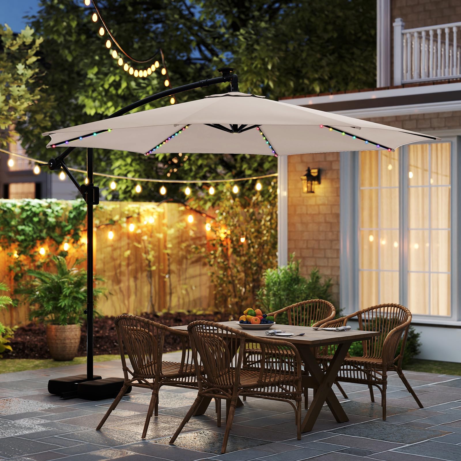 Amazon.com : Tangkula 10 FT Solar Patio Umbrella with Base Included, Cantilever Offset Hanging Outdoor Umbrella with 96 Multi-Colored Flowing LED Lights, 9 Modes, Tilt Adjustment, 360 Rotation, Crank for Pool Yard Amazon.com : Tangkula 10 FT Solar Patio Umbrella with Base Included, Cantilever Offset Hanging Outdoor Umbrella with 96 Multi-Colored Flowing LED Lights, 9 Modes, Tilt Adjustment, 360 Rotation, Crank for Pool Yard