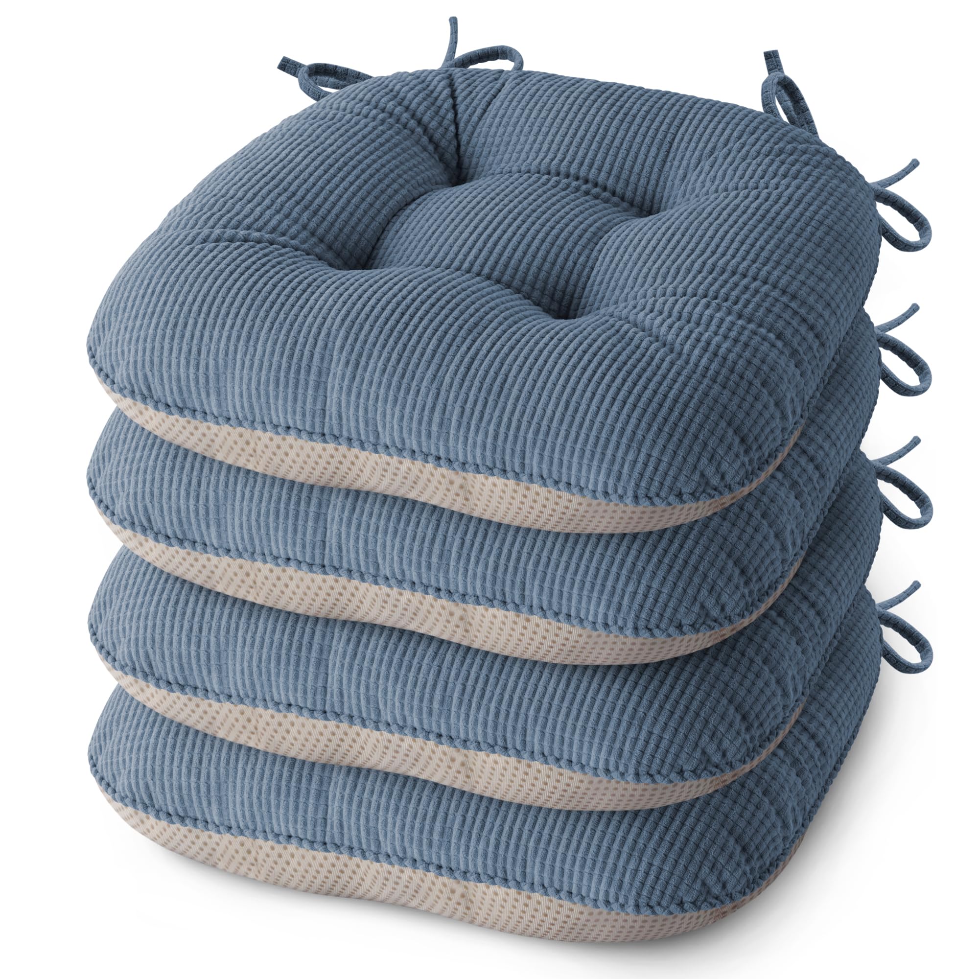 MineCozy Seat Cushions for Dining Chairs Set of 4, 43X40X7.5cm, Light Blue