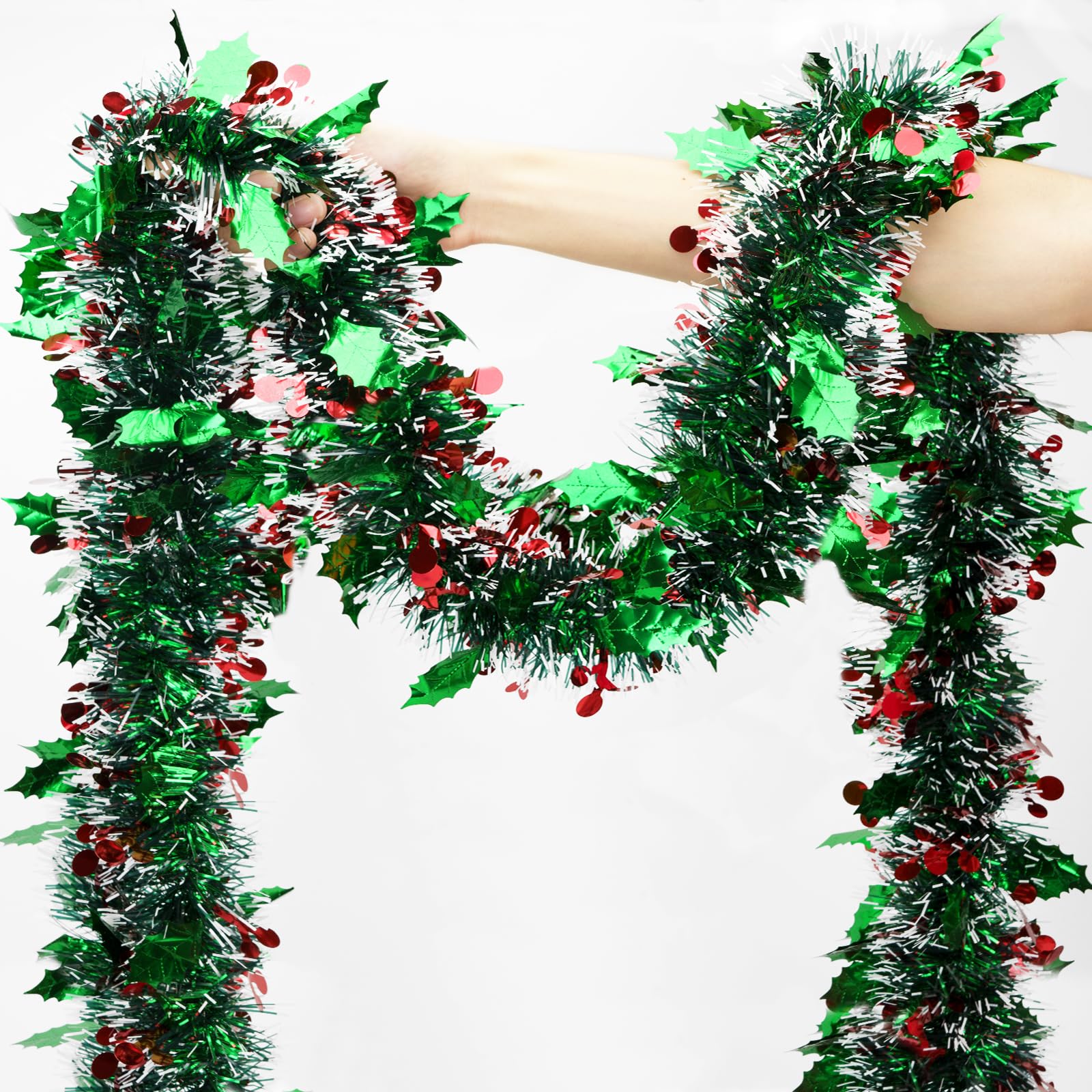 Guirlande Noël Blanche ZoneYan Guirlande Noël Métallique - Lot De 10, 18m Total, Brillante, Réutilisable Déco Mariage Anniversaire