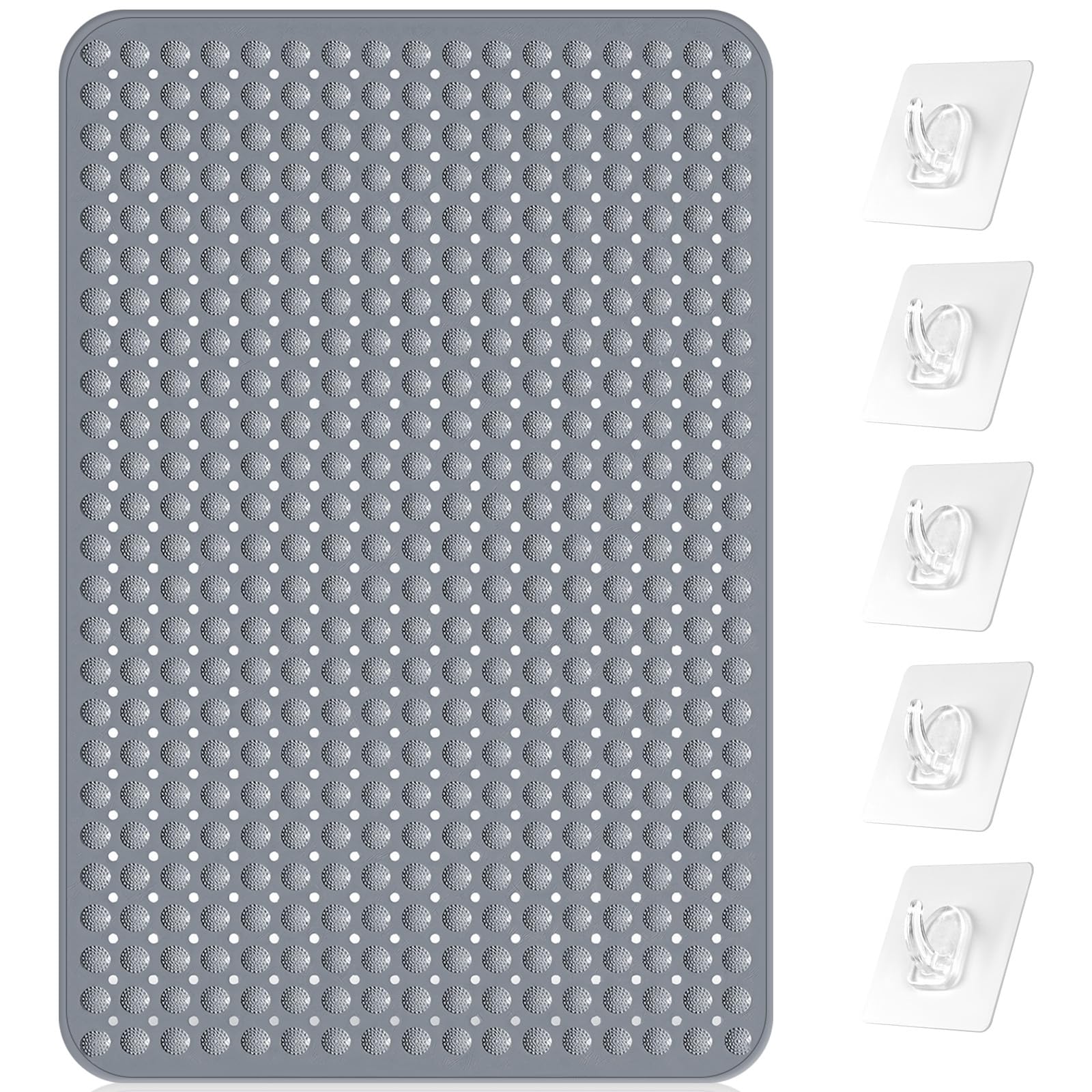 Alfombrilla Ducha Antideslizante con Ventosas y Agujeros Drenaje y 5 Ganchos, Alfombra Ducha PVC 80x120cm, Esterilla Masaje Bañera Baño Cuadrada Lavable Máquina para Saunas y Duchas Zonas Húmedas