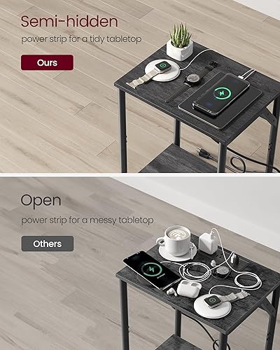 Miniatura 36 de VASAGLE- Mesas auxiliares con estación de carga, juego de 2 mesas auxiliares con puertos USB y tomacorrientes, mesitas de noche para sala de estar,