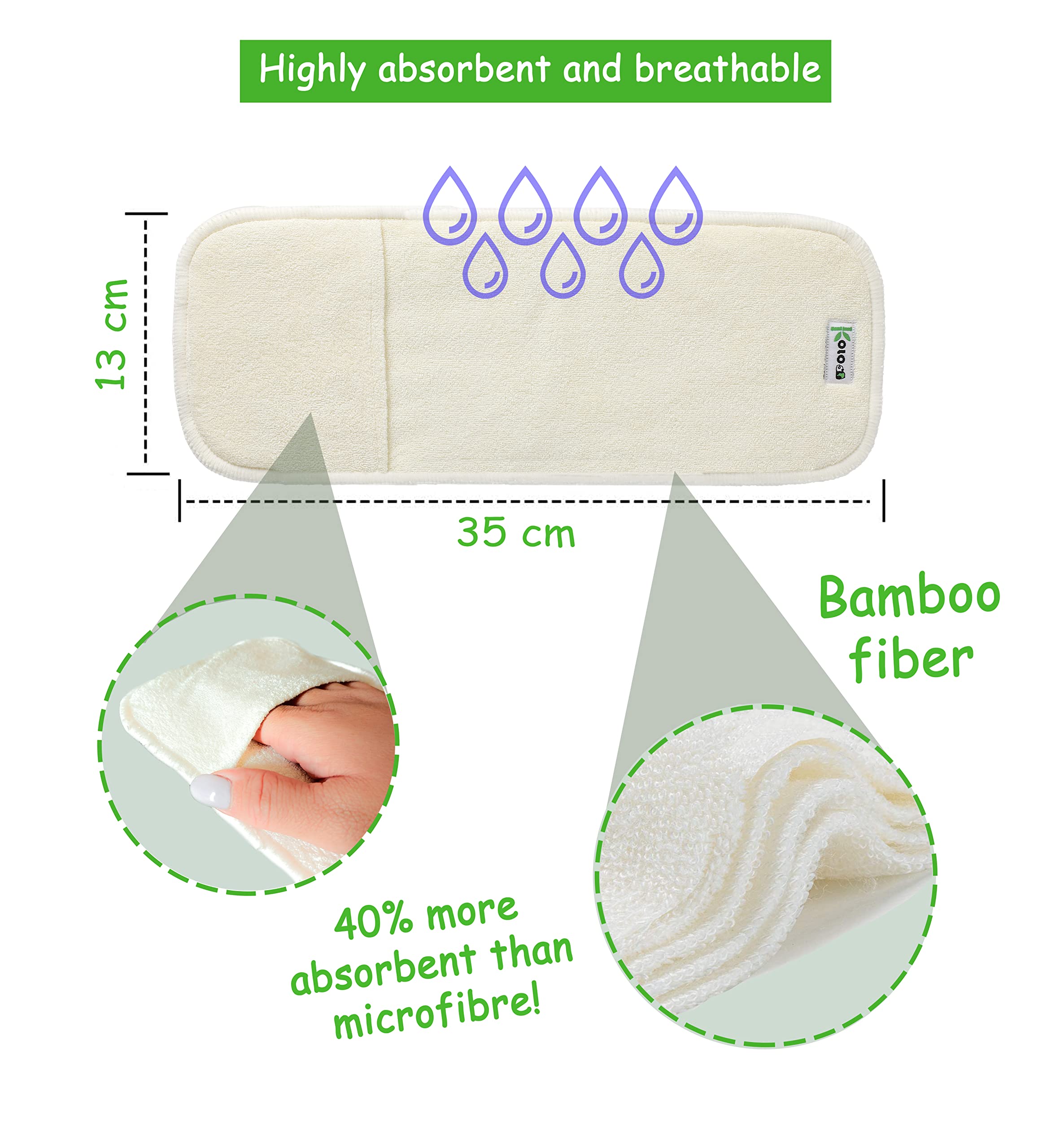 Pannolini Lavabili Per Bambini - 2 Pannolini + 2 Inserti In Bambù - Taglia Unica (3.5-13 Kg) - Foto 4