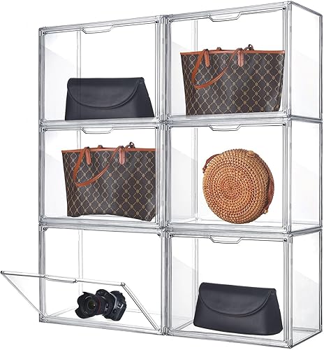 Bucherry Paquete de 8 organizadores transparentes de almacenamiento para bolsas de armario, organizador de monederos, vitrinas de acrílico apilables disponible en Yaxa Costa Rica