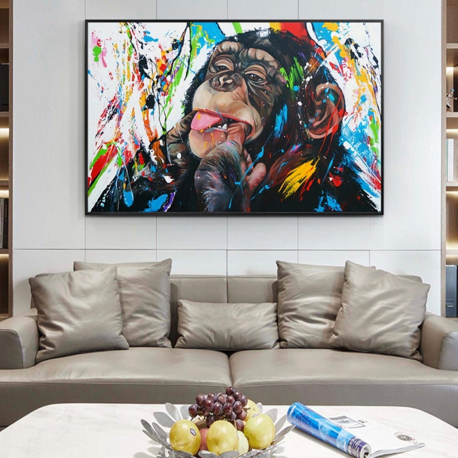 Amazon.co.jp: モダンモンキーグラフィティアートキャンバス絵画