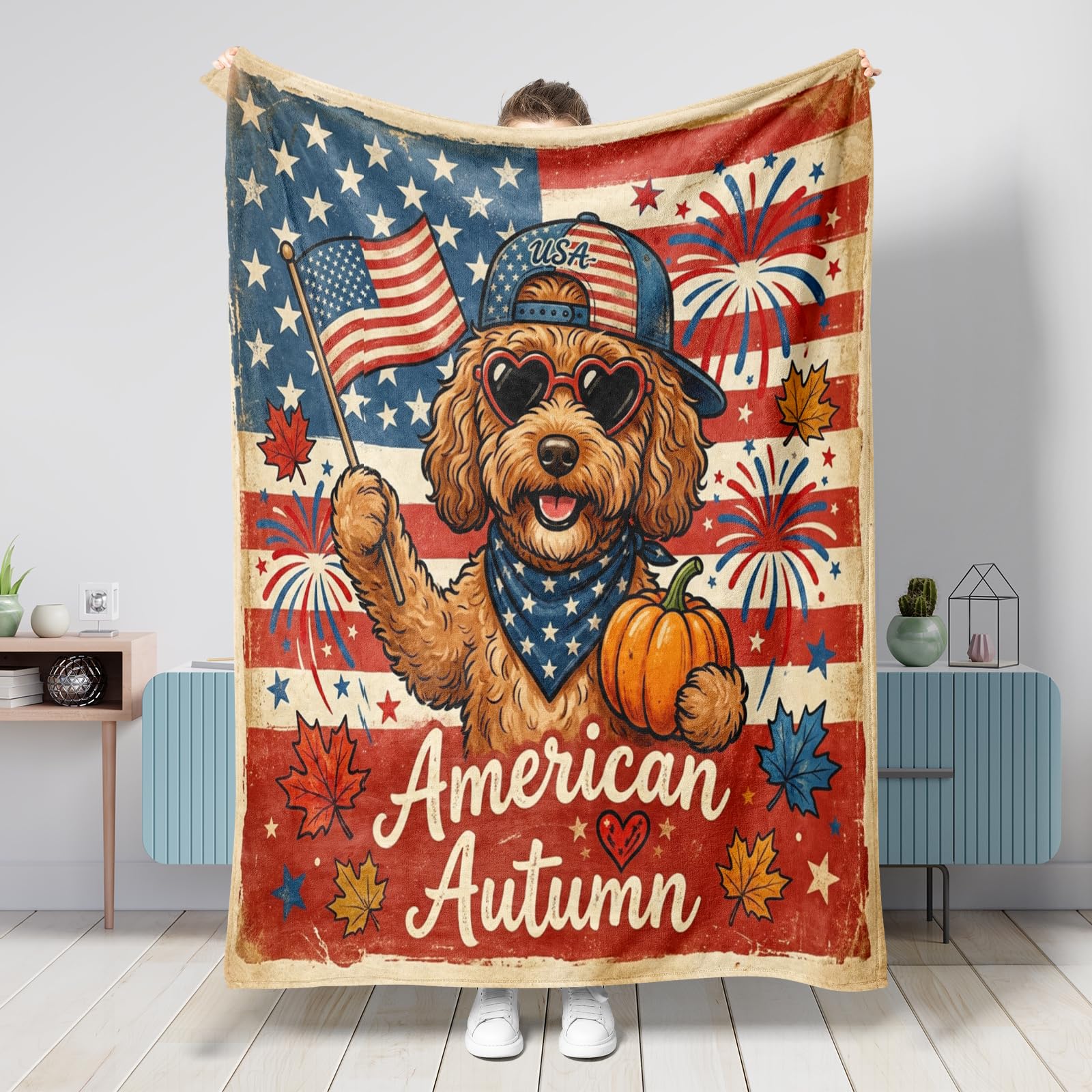 Plaid flanelle cockapoo pour vos voyages, pique-niques et salons