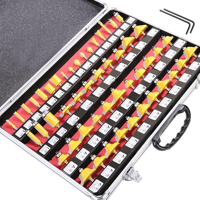 TOWOLYS Router Bits 1/4 Set of 35Pcs-6.35MM Shank Router Bit Sets for Routers Woodworking