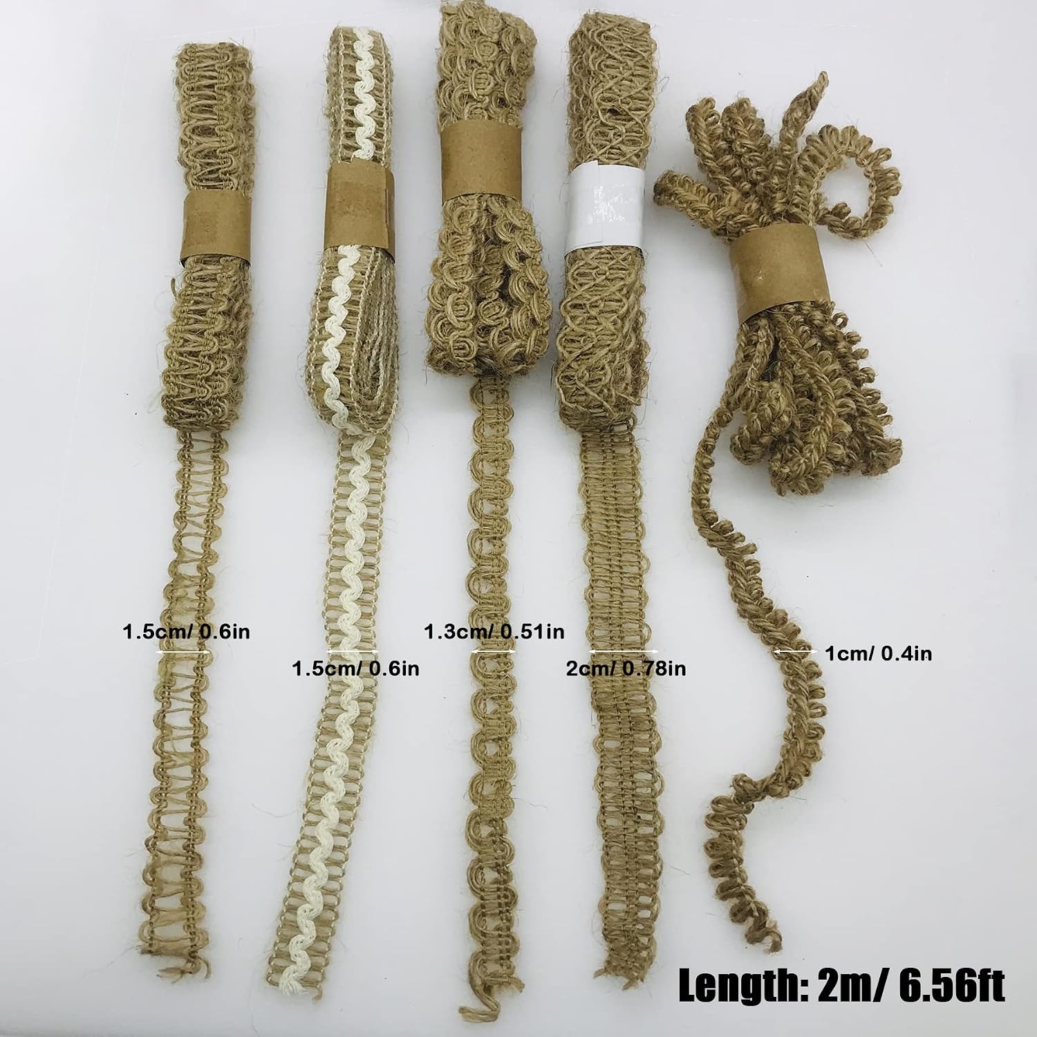 Allazone 12 Roll Jute Ribbon Lace, 24 Meters Natural Burlap Fabric for Crafts Wrapping Gifts, Party - Image 5