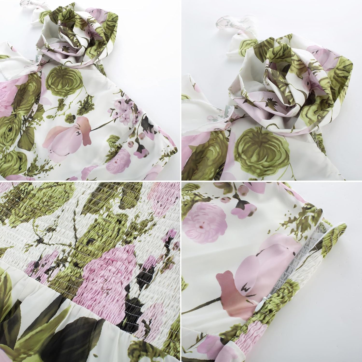 GRACE KARIN Womens Summer One Shoulder Sleeveless Dresses Floral Flowy Ruffle High Low Wedding Guest Maxi Sundresses - Image 7