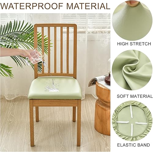 Miniatura 2 de HAOYONG Juego de 4 fundas de asiento para silla, fundas impermeables de poliuretano para sillas de comedor, fundas de cojín impermeables para sillas