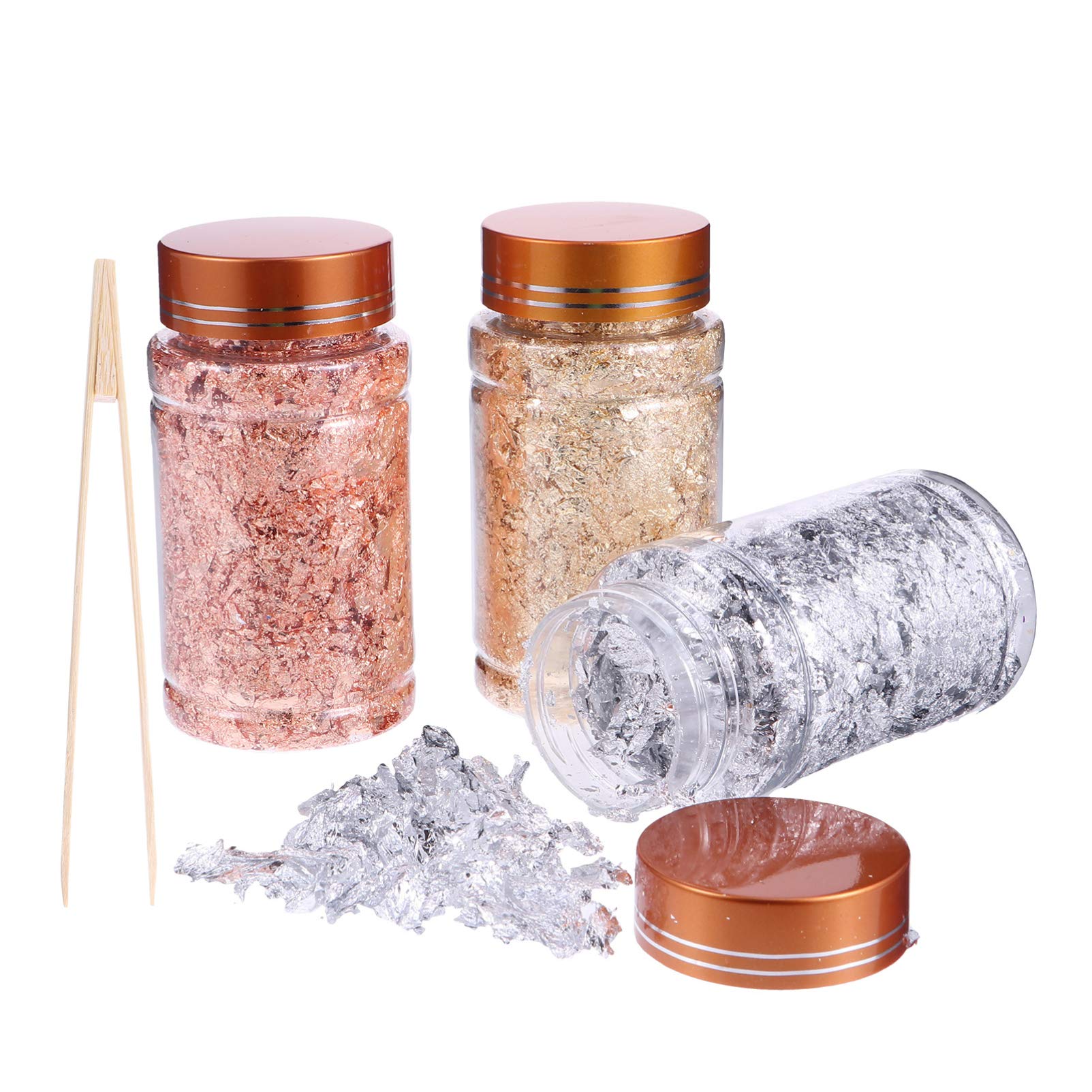 EXCEART 1 Set Multicolor Gilding Flakes Gold Foil Flakes Gold Leaf Flakes Metallic Flakes Nail Metallic Glitter Foil for Resin Nail Art Painting Crafts Jewelry Making (3 Colors)-image-13
