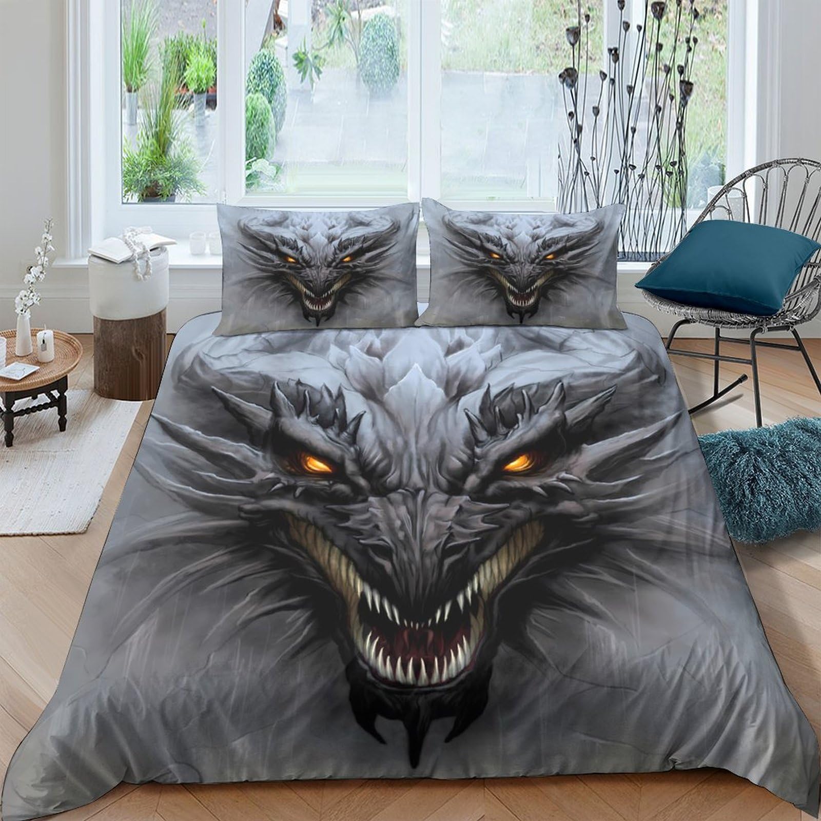 Ctjqhvkz Style-3 3D Printed Fierce Wolf Fitted Sheet Microfiber Dark Animal Pattern Mattress Cover Bedroom Decor Anti-Slip Easy Care Single（135X200cm）