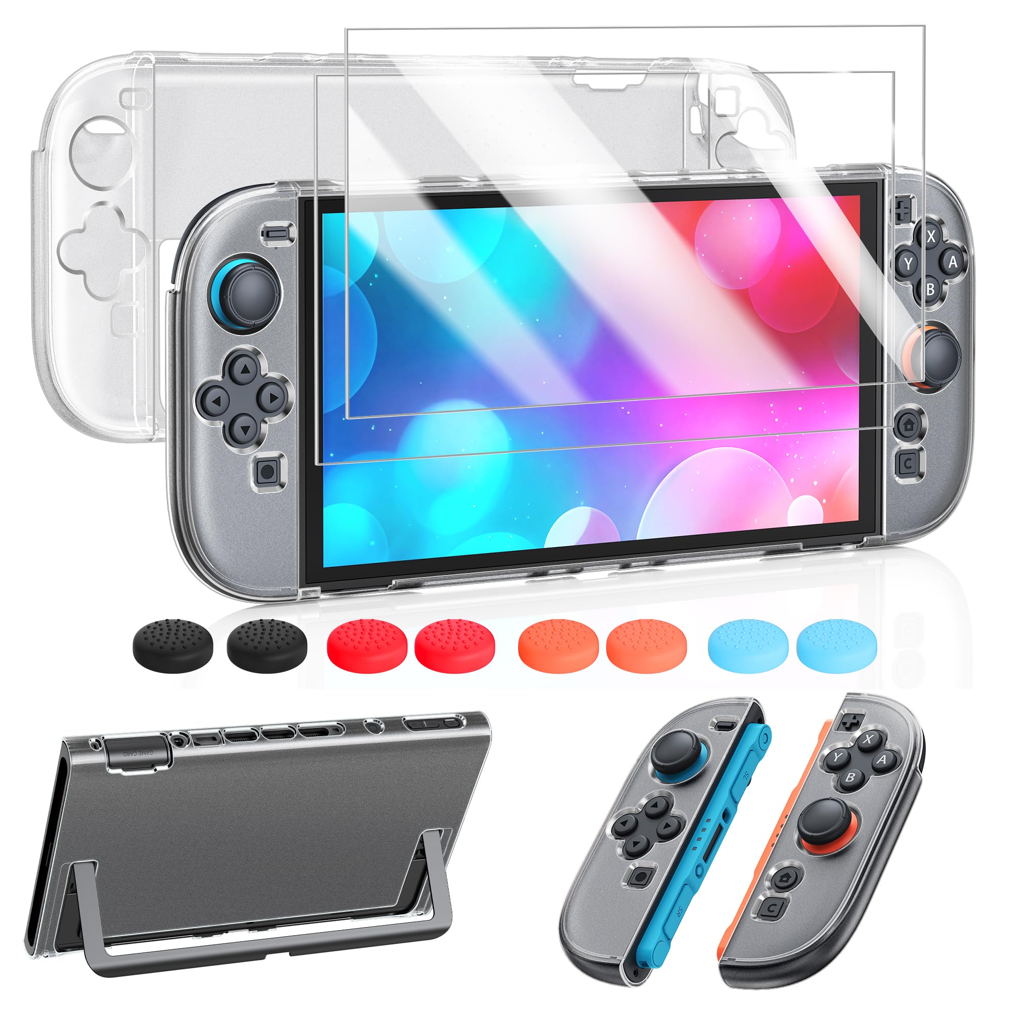 FYOUNG Protective Case for Nintendo Switch 2 2025, Slim Hard Shell for Switch 2 Accessories, Scratch&Shock Protection Cover with Screen Protector, 8 Thumb Grip(Matte White, Switch 2 7.9inch)-image-33