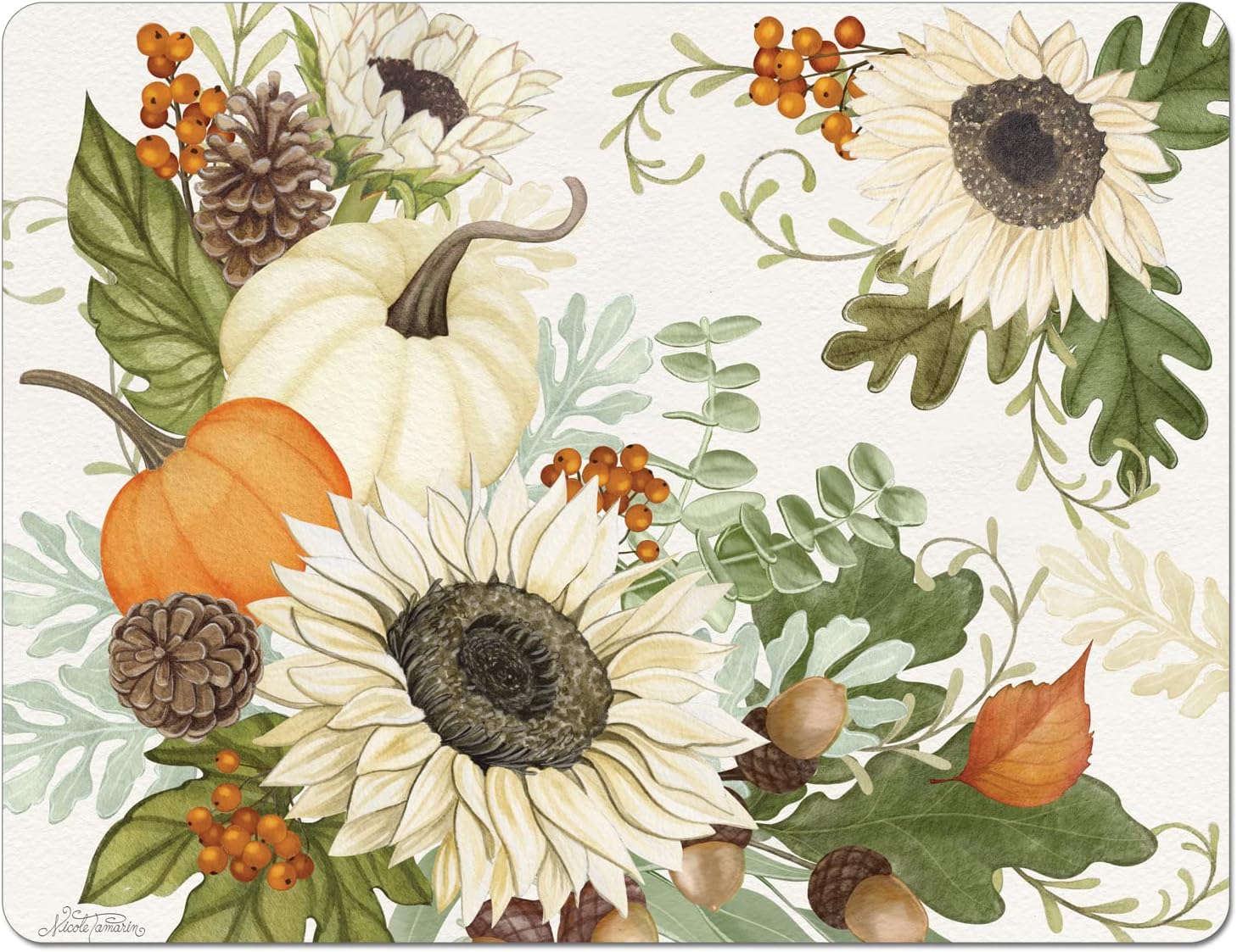 Cut N' Funnel Farmhouse Fall Designer Flexible Cutting Board Mat 15" x 11.5" Made in the USA Decorative Flexible Easy to Clean