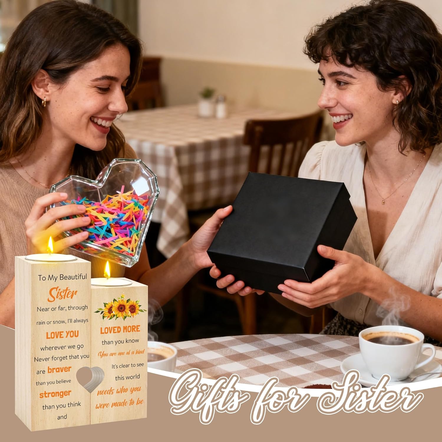 Sister Gifts - Sisters Birthday Gifts Ideas from Sis Sunflower Candle Holder Candlestick Christmas Mothers Day Valentine's Day Easter Graduation Gift for Sisters Adult Women Sis - Image 7