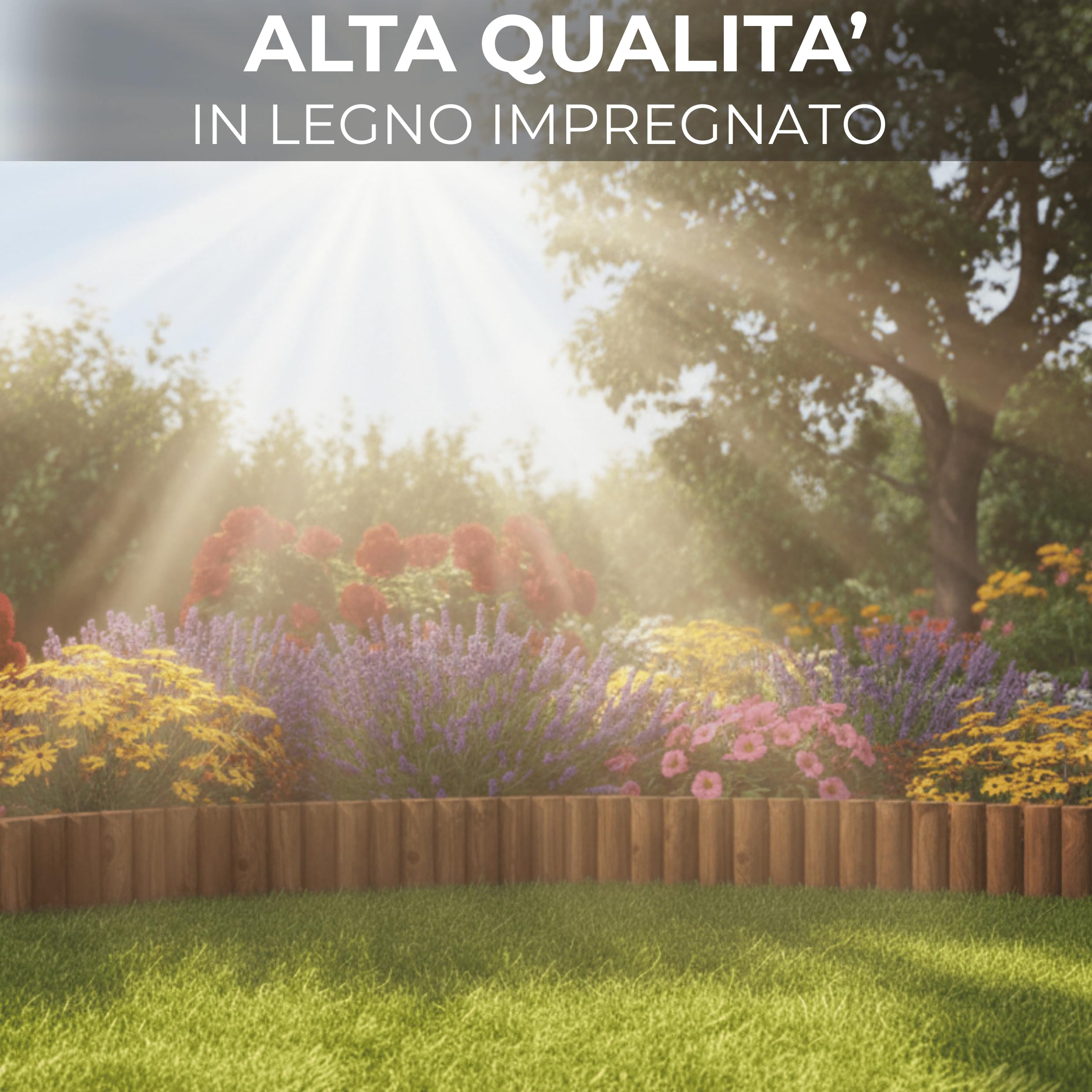 Recinzione in Legno Impregnato Rollborder Bordure con Certificazione PEFC Ideale per Recinzioni,Delimitazione per Aiuole,Prati,Giardino,Piante,Fiori Varie Dimensioni (6x250x30 cm)