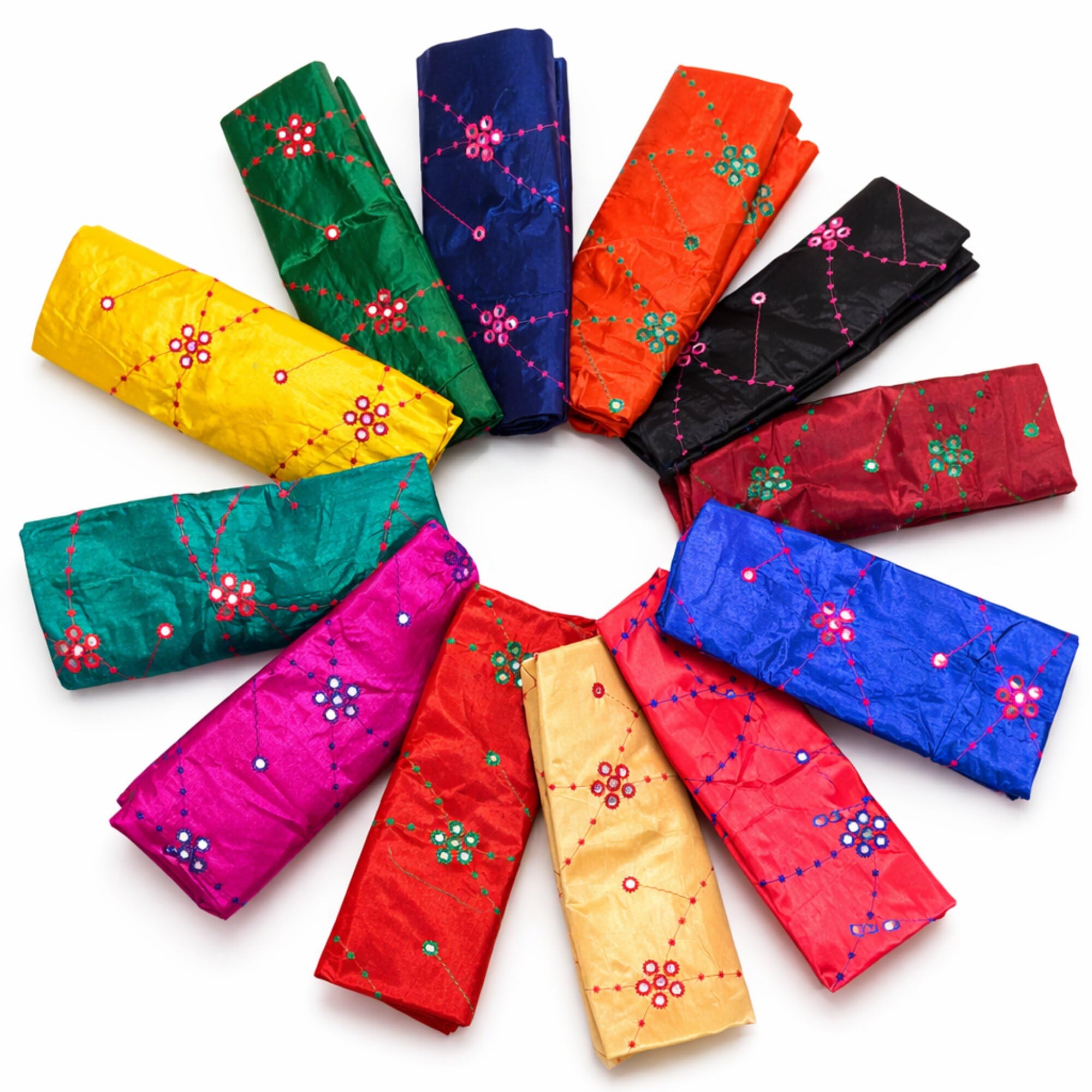 Women's Silk Unstitched Blouse Material 1 Meter Each | Silk Brocade Zari Work Multicolor Traditional Blouse Piece/Pack, Length: 1 Mtr (Pack of 10 Pieces)-picture-23
