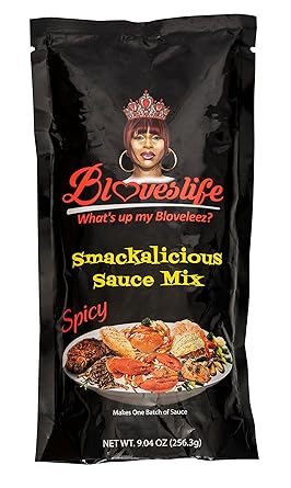 Bloveslife 1 Pack Spicy Cajun Smackalicious Sauce Seasoning Mix - Seafood Boil Butter Sauce Spice Blend with Bold Spicy flavor for Fish, Crab, Shrimp, Crawfish, Meat and Veggies