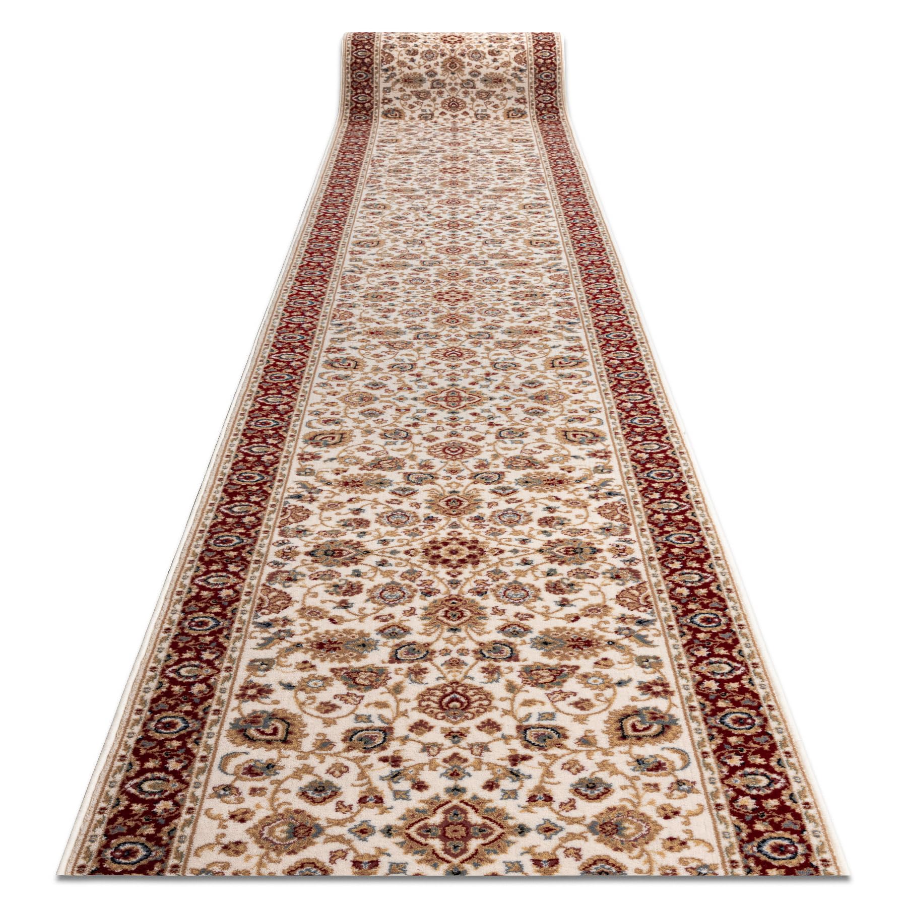 Tapis de course Nain en laine beige et vin rouge rugsx pour un intérieur chaleureux