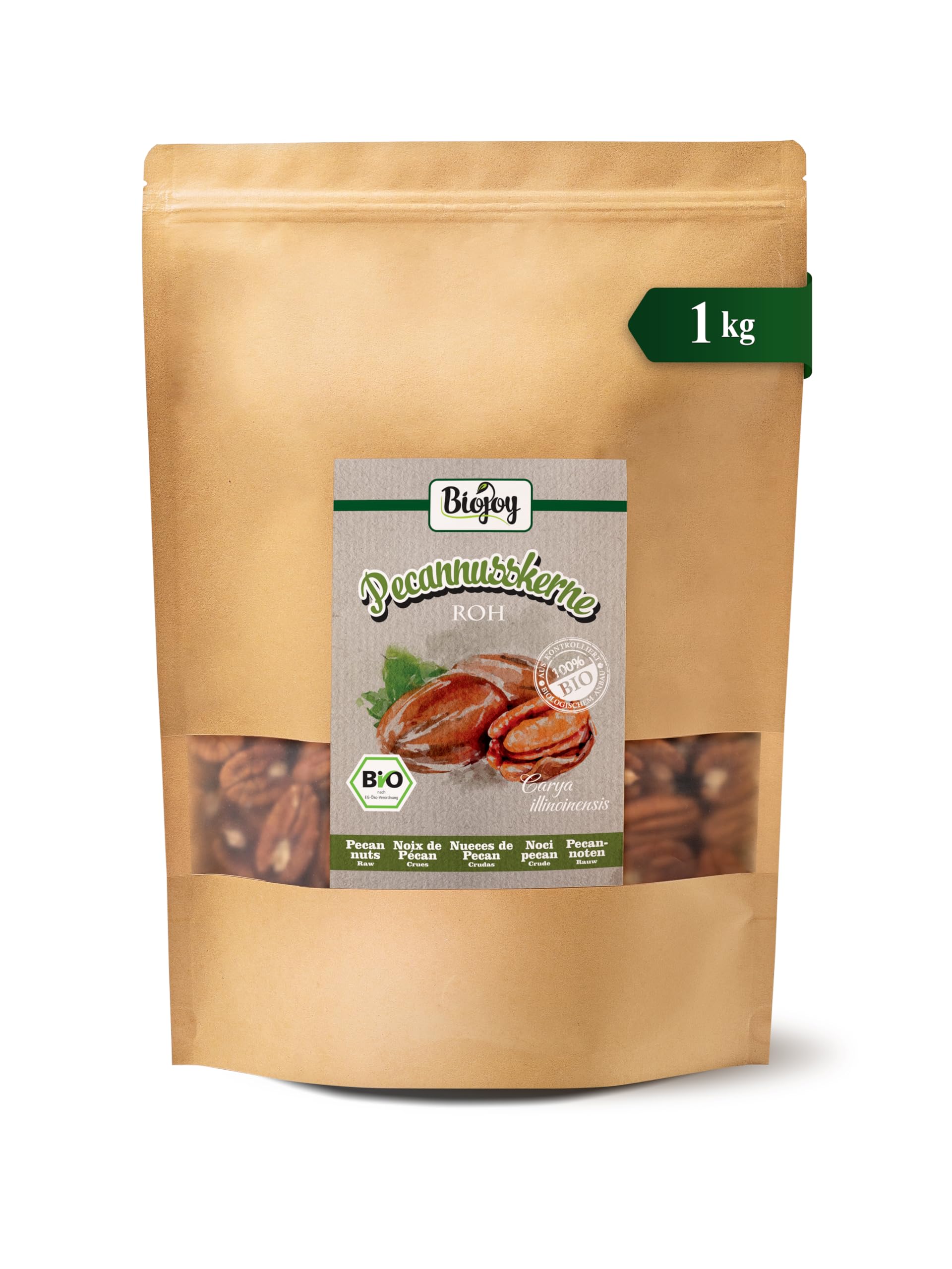 Biojoy Noci Pecan BIO (1 kg), Noci Pecan a metà, crude e non salate