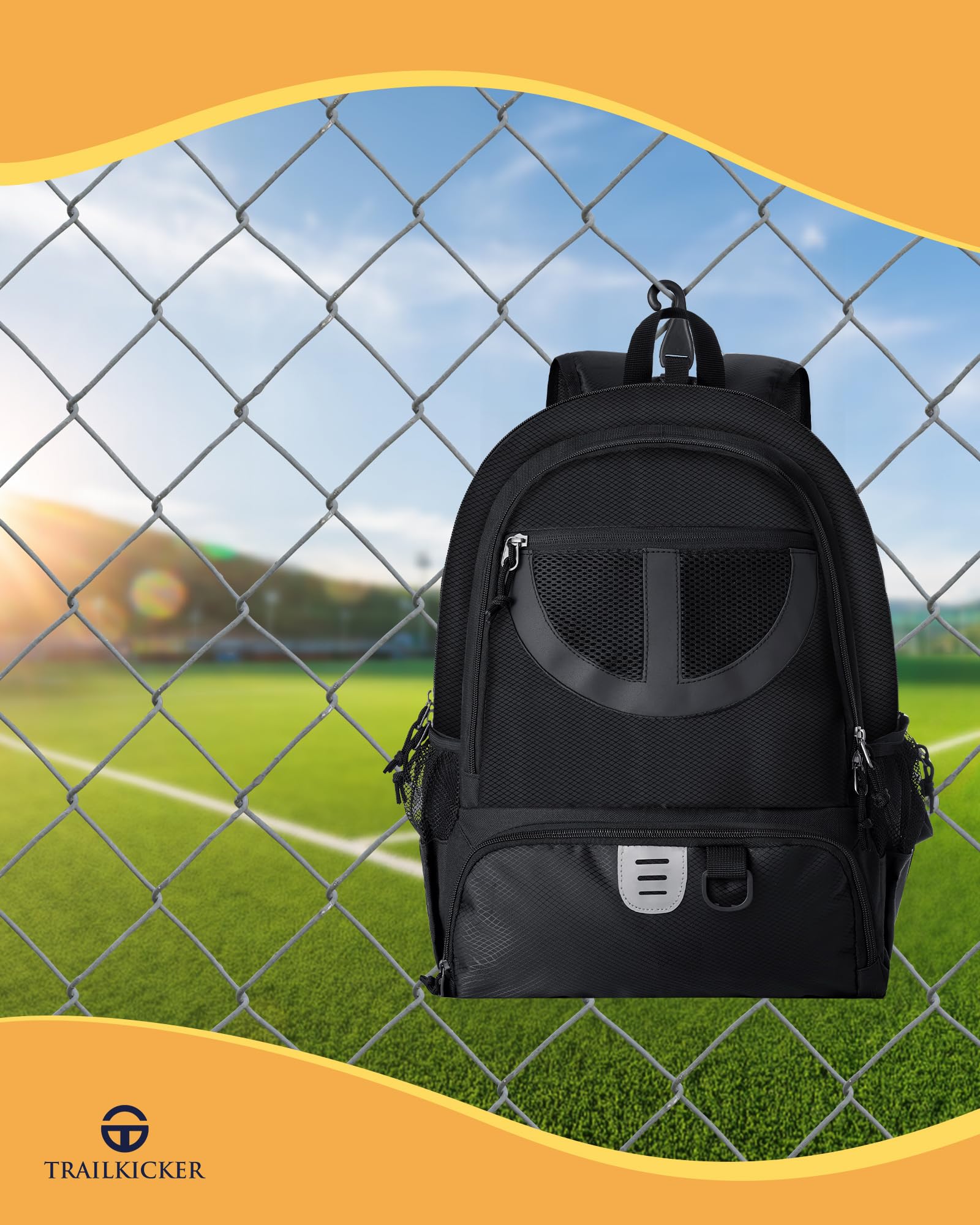 TRAILKICKER Basketballtasche aus Netzstoff, für Sport, Volleyball, Fußball, mit Ball- und Schuhfach, für Jungen, Mädchen, Herren, Damen, Ballausrüstung, Tasche, alle Sportstätten