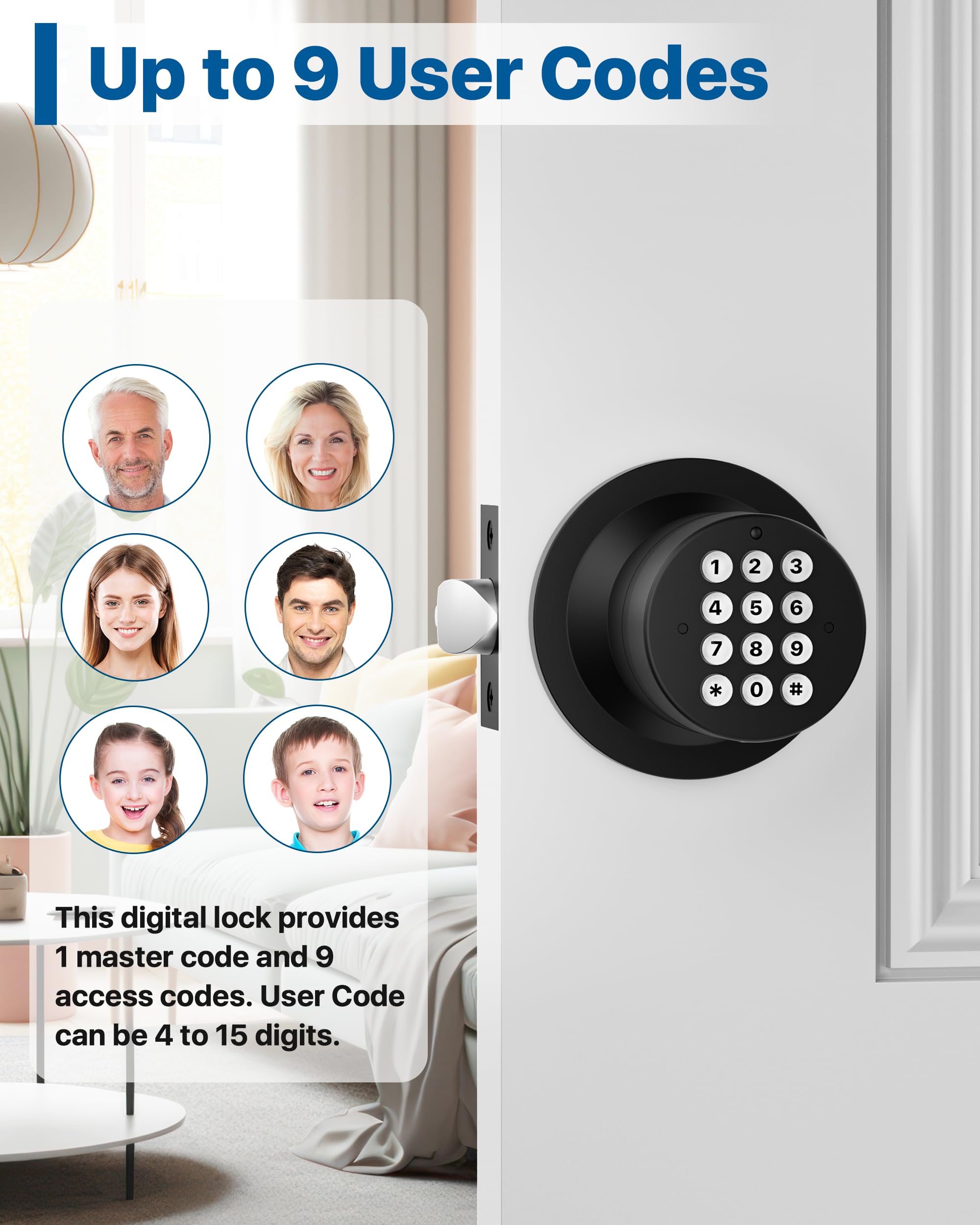 Keyless Entry Door Lock - Matte Black 2 Pack -2