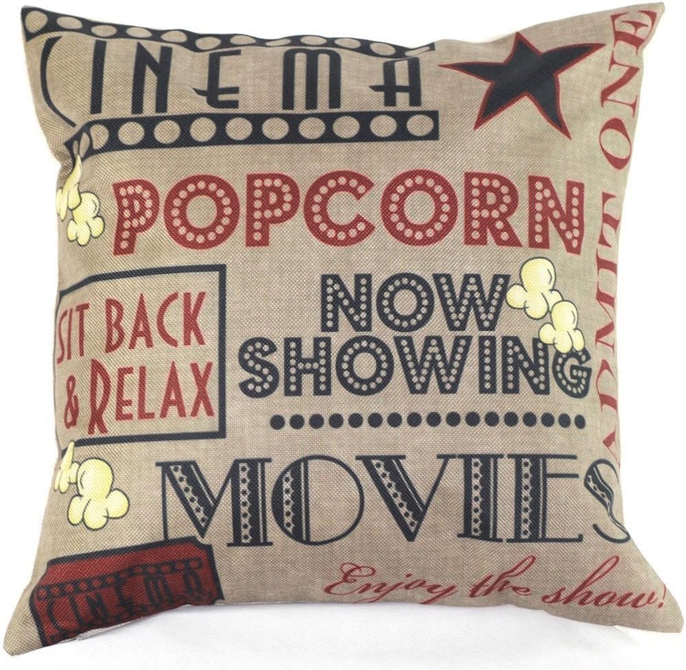 S&K Home Movie Popcorn Cool Pillow Case Cover Cushion Zipper