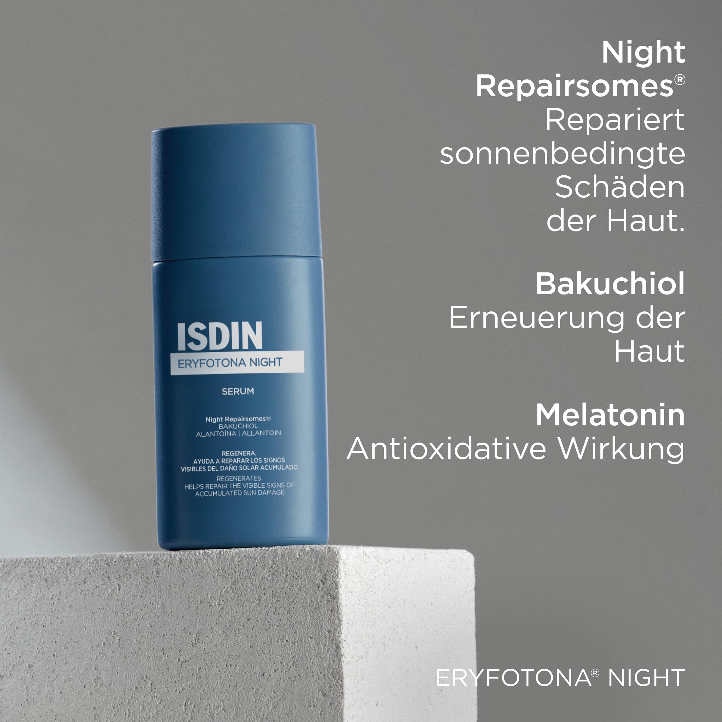 ISDIN Eryfotona Night Nachtserum - Repariert Sonnenschäden & Erneuert die Haut - Begleitpflege bei Aktinischer Keratose - Mit Melatonin & Bakuchiol, 50ml