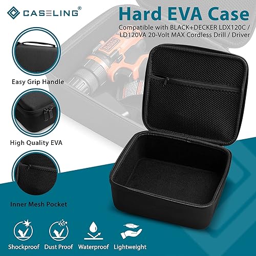 Miniatura 4 de caseling Estuche rígido - 8.67" x 7.8" x 3.5" - Compatible con BLACK+DECKER LDX120C / LD120VA taladro inalámbrico / controlador - Soporte de espuma