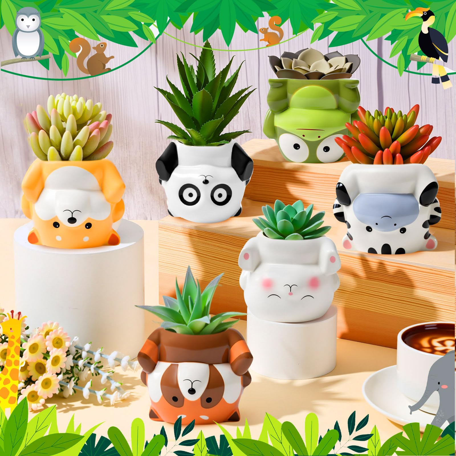 Chuangdi 6er-Set DIY-Keramik-Sukkulententöpfe zum Bemalen von