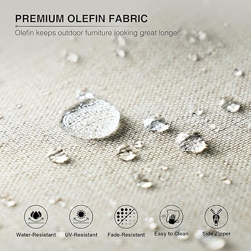 Miniatura 5 de Joyside Juego de sillas de mimbre para patio, juego de 3 piezas de mimbre para exteriores con 2 sillas reposabrazos y 1 mesa auxiliar para terraza,