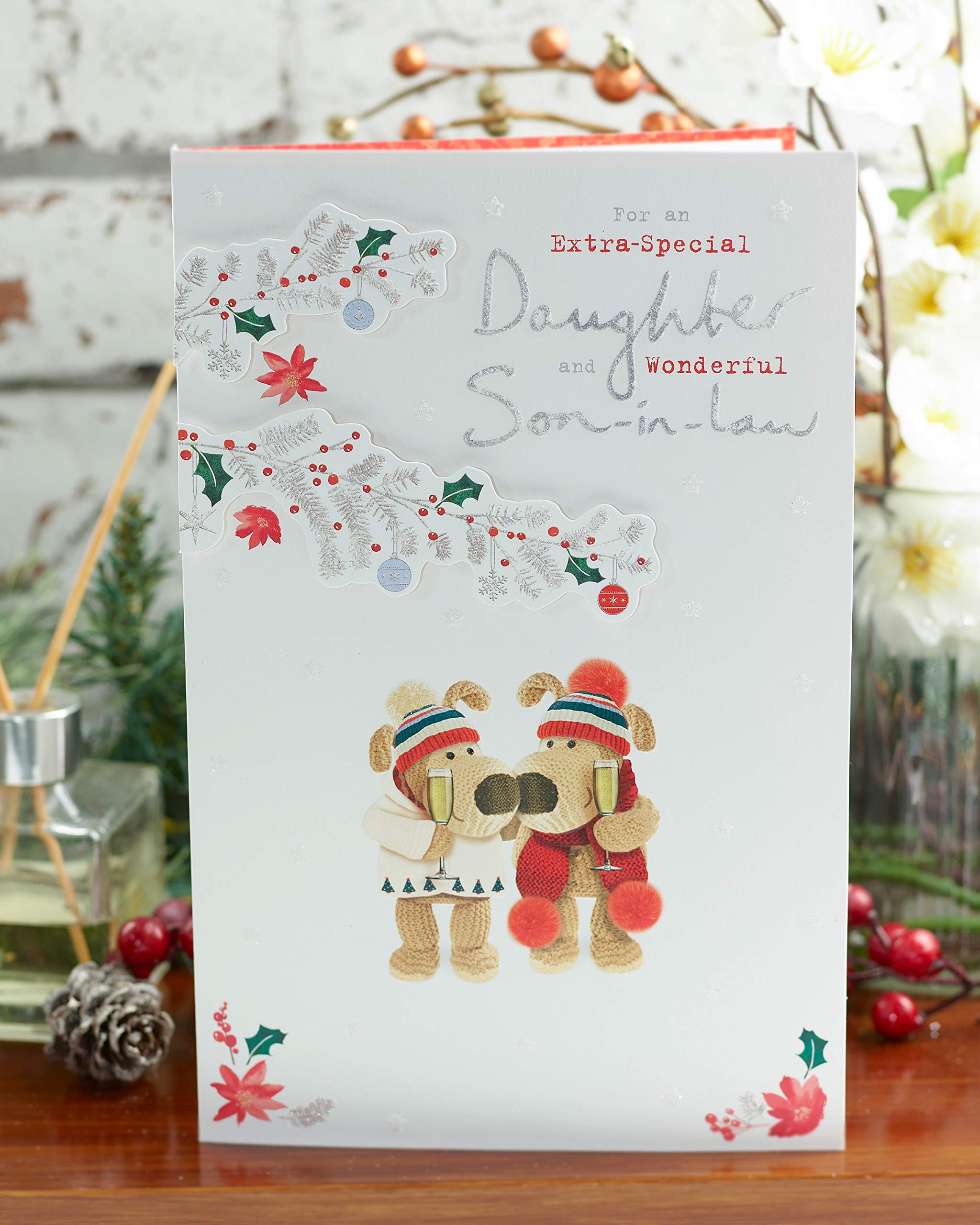 UK Greetings Weihnachtskarte Für Tochter & Schwiegersohn – Festliches Design Mit Goldfolie