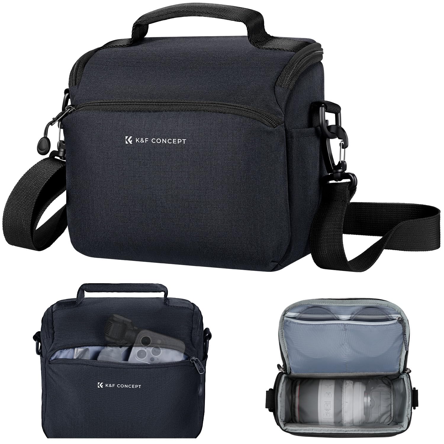 K&F Concept Plecak na aparat, torba na ramię, torby fotograficzne, prostokątne etui kompatybilne z plecakiem dronowym, Niebieski czarny, Plecaki typu Sling