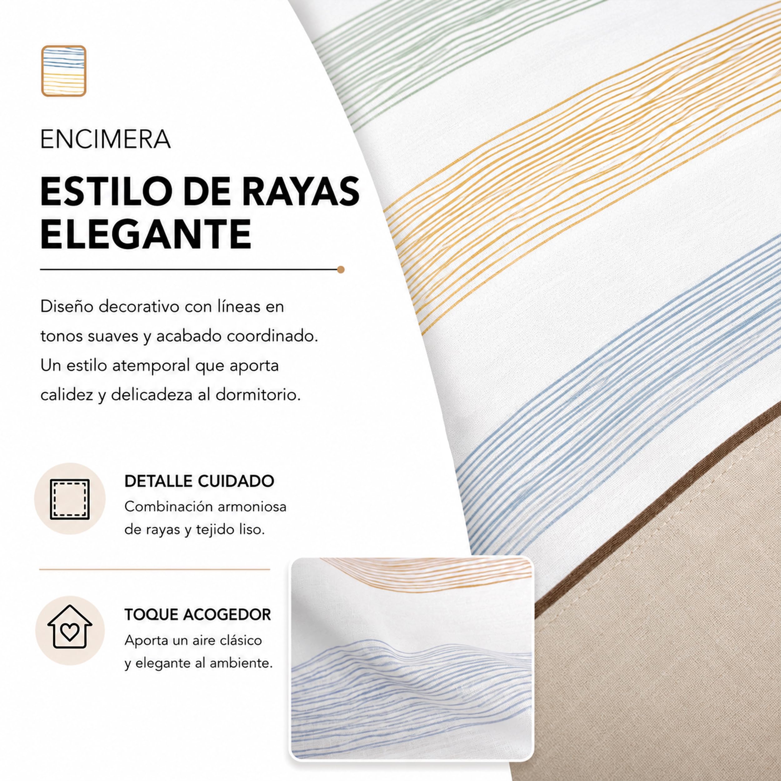 BESCH Set de Sábanas 3 Piezas para Cama 150, Juego de Sábanas con Encimera, Bajera Ajustable y Funda de Almohada, 48% Algodón 52% Poliéster, Oeko Tex, Fabricado en España
