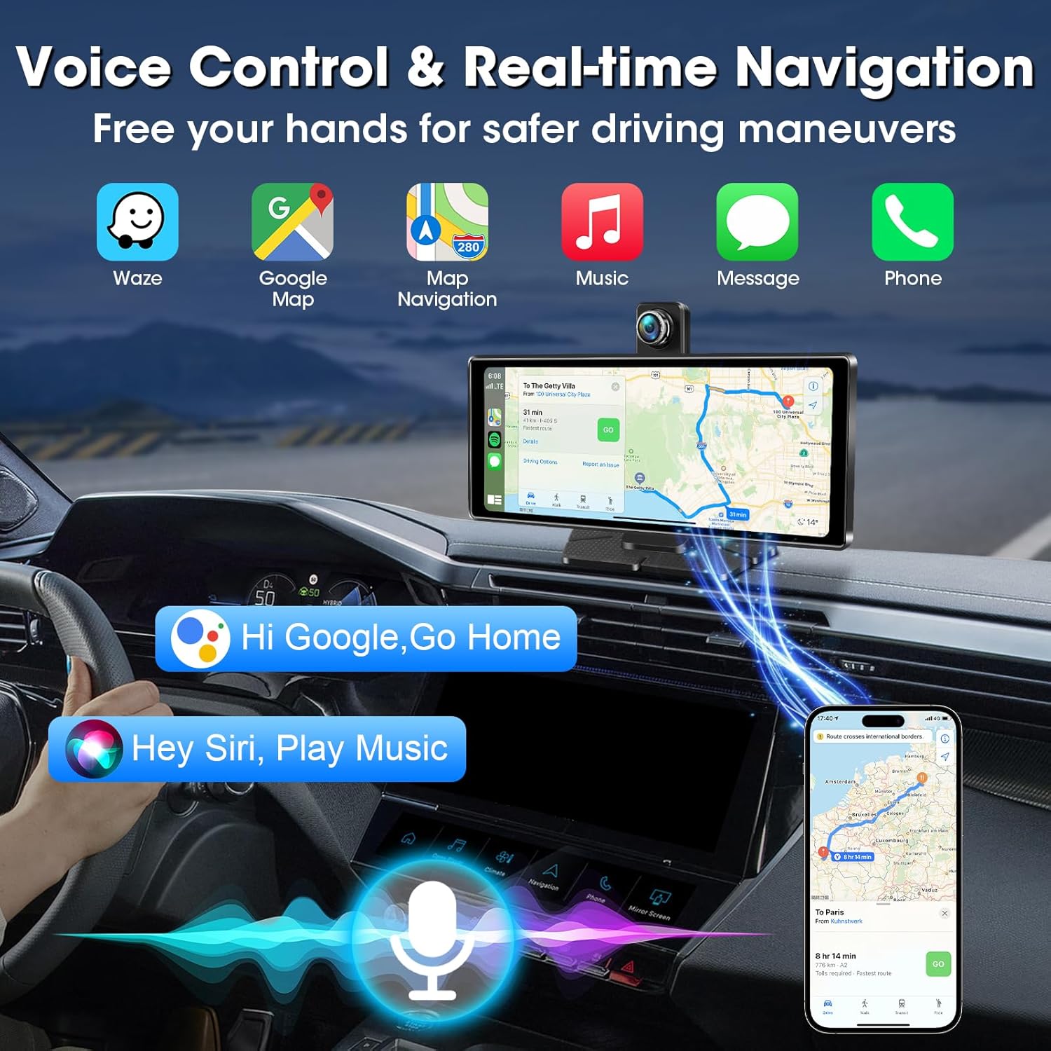 Voice control feature with Siri and Google Assistant