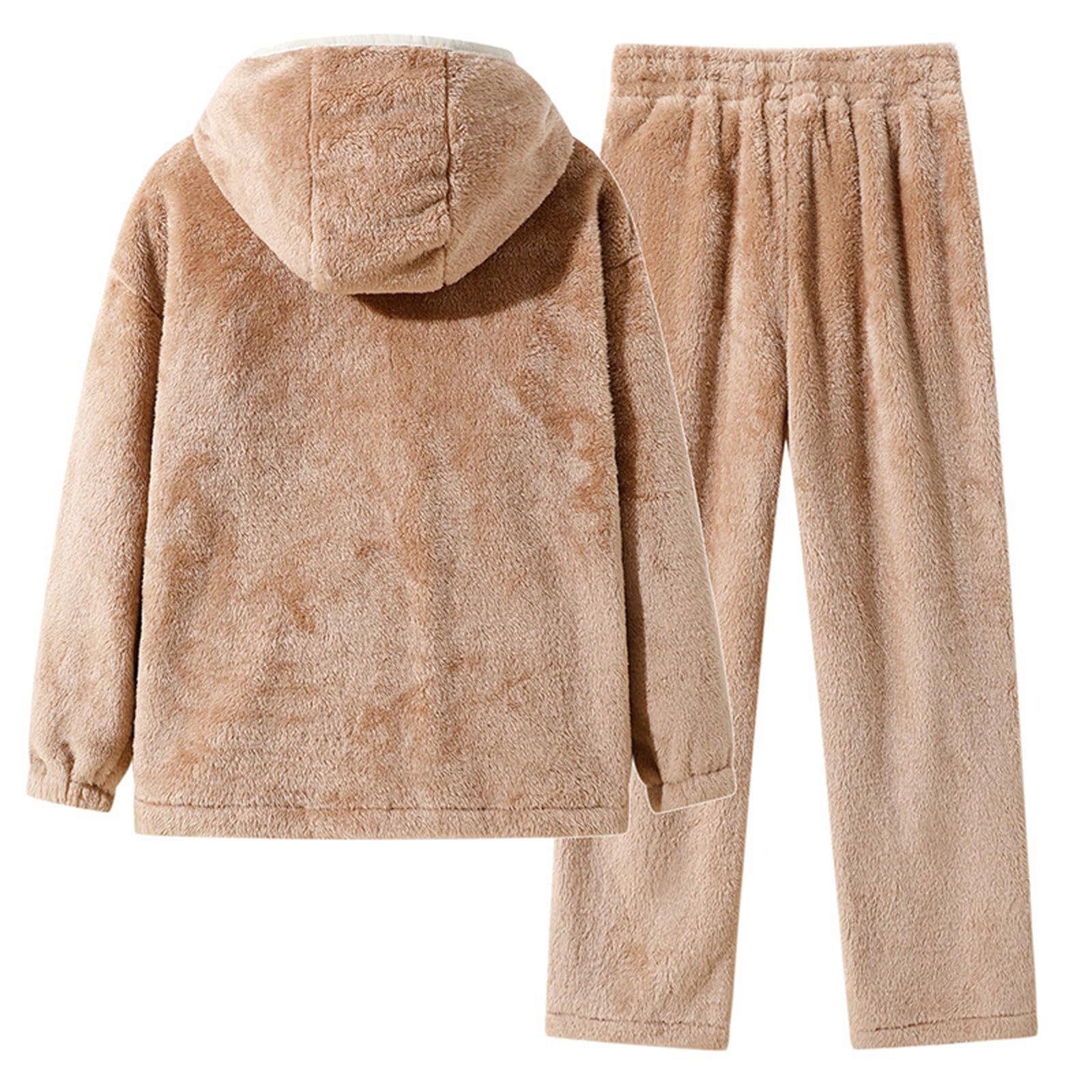 Herren Winter Schlafanzug Korallensamt Mit Dicker Strickjacke Flanell Warme Heimkleidung Übergröße