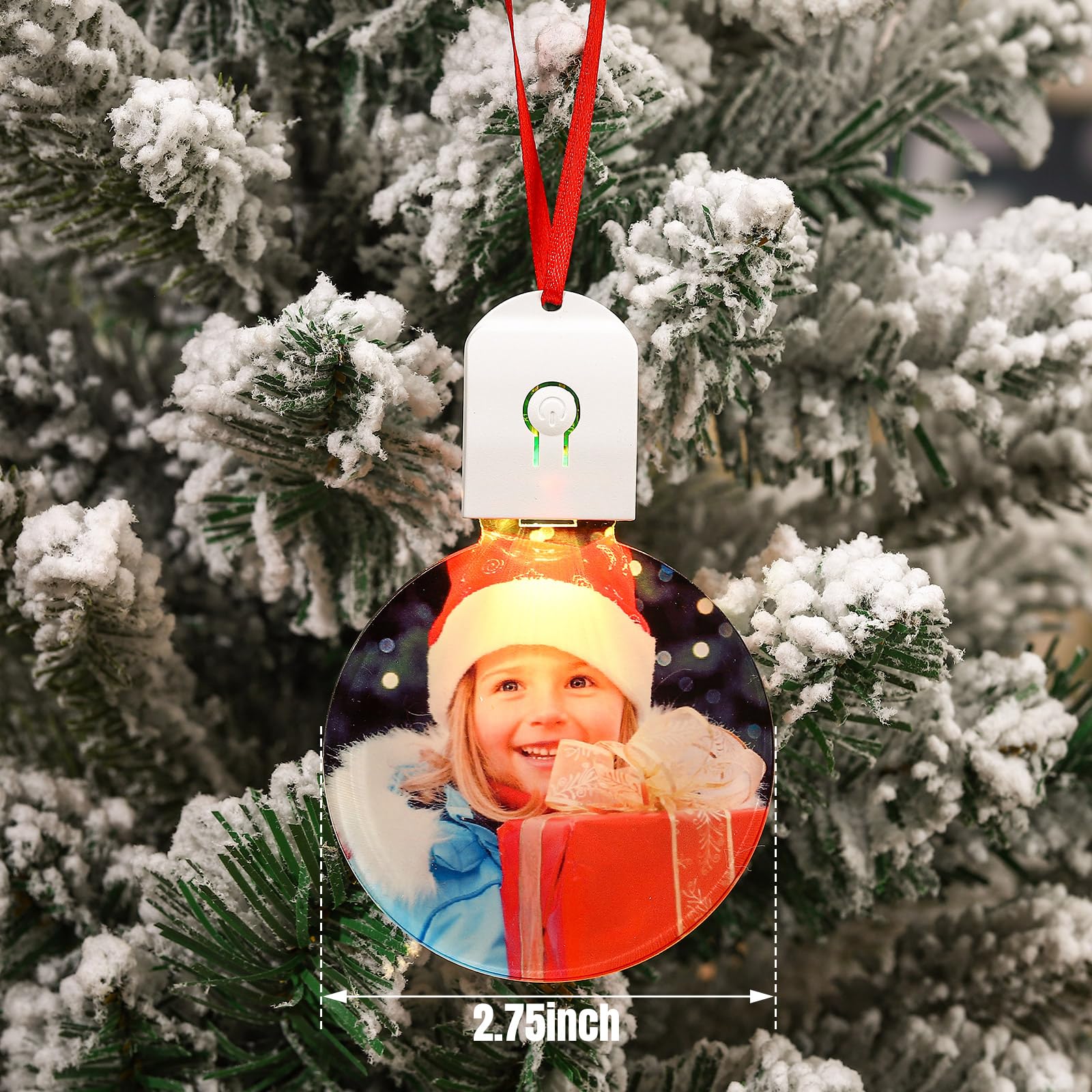 Halloscume Lot de 10 pendentifs ronds en acrylique avec lumière LED pour sapin de Noël, loisirs créatifs, décorations de fête de Noël