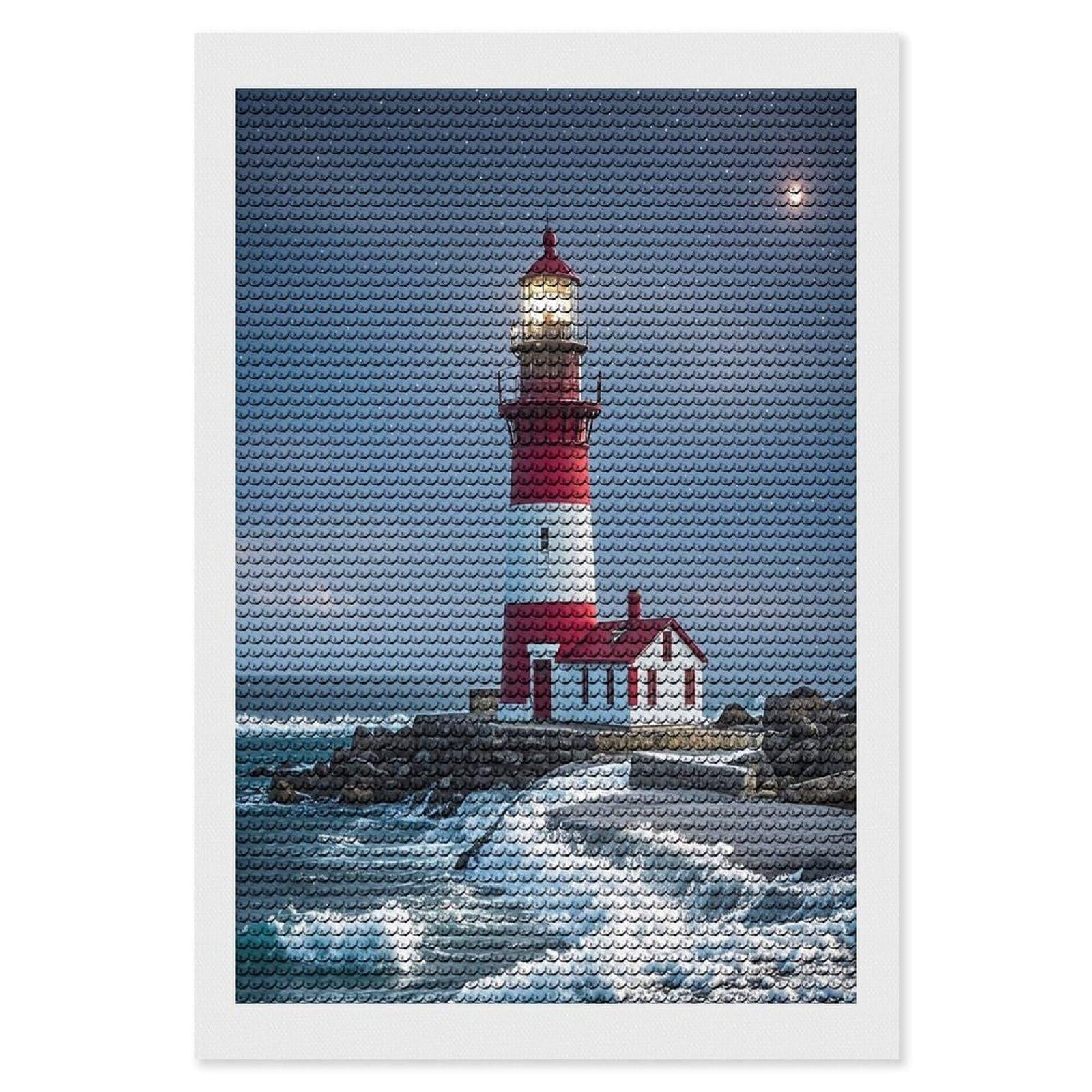 FekiLoot Lighthouse Ocean Diamond Painting Kits for Beginners DIY Diamond Art Kits for Adults Full Drill Round Diamond Dot Gem Art Painting Fun DIY Crafts for Home Kitchen Wall Decor Gift 8"x12"