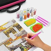 Vista 6 de Estuche de almacenamiento de pintura de diamante con 60 botellas, organizador portátil de almacenamiento de arte de diamantes para cuentas